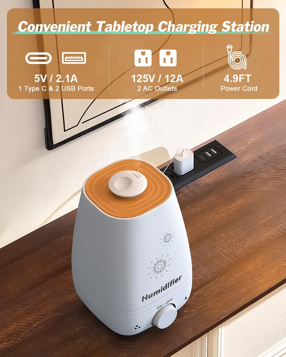 Farmhouse 9 Drawers Dresser for Bedroom with Charging Station, 54" Wide Wood Country Rustic Storage Dressers Organizer, Vintage Design Chest of Drawers TV Stand, Antique White