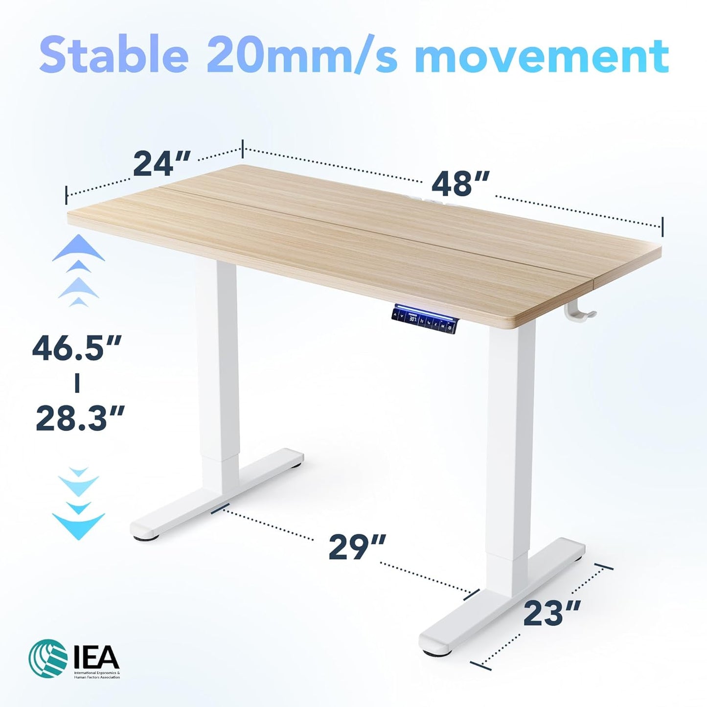 HUANUO 48 inch Electric Standing Desk with Smart APP, Alexa & Google Voice Control, Wi-Fi, Adjustable Height, 6 Memory Settings, Sedentary Reminder, Posture & Neck Care, Sit-Stand Desk, Light Walnut