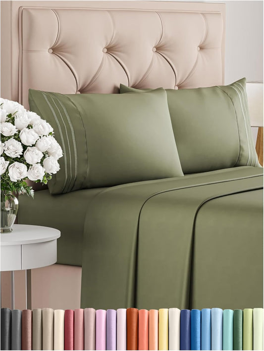 Full Size 4 Piece Sheet Set - Comfy Breathable & Cooling Bed Sheets Set - Hotel Luxury Bedding for Women, Men, Kids, Teens, Boys & Girls - Deep Pockets, Soft and Wrinkle Free - Oeko-Tex - Sage Green