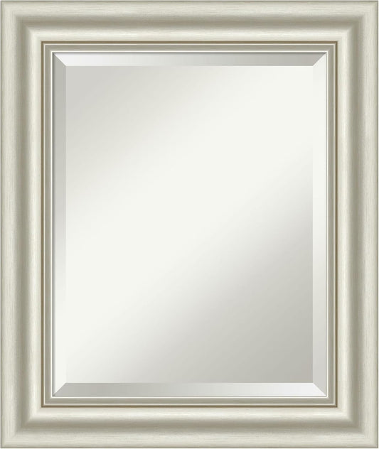 Amanti Art Bathroom Mirror for Over Sink, 26x22 Sophia Silver Rectangle Vanity Mirror, Small Traditional Frame, Hangs Horizonally and Vertically, Bathroom Wall Decor, Beveled Edge