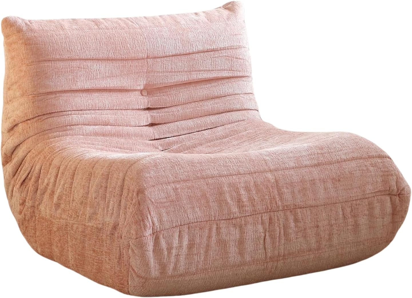 Bean Bag Chair - Memory Foam Bean Bag Chair for Adults, Comfy High-Resilience Single Sofa, Small Space Floor Chair, Chaise Lounge for Living Room, Bedroom (Pink, Wrinkles)