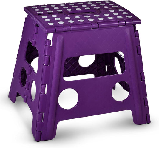 Handy Laundry Folding Lightweight Step Stool - Sturdy Enough to Support Adults and Safe Enough for Kids - Opens Easy with One Flip - Great for Kitchen, Bathroom or Bedroom (Purple- 13 inch)