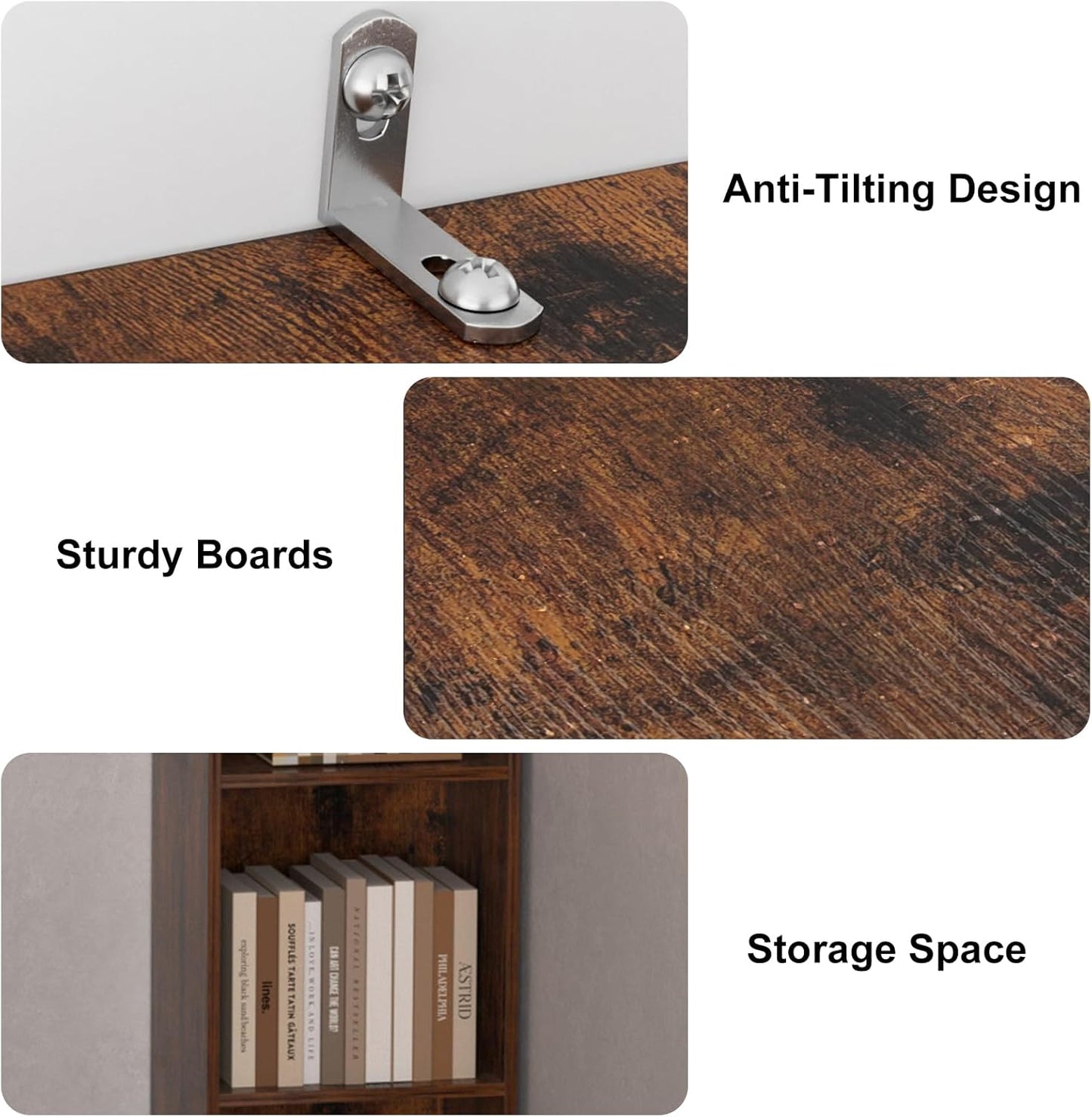 Tall Narrow Bookshelf 6-Tier Bookcase,70.5" Skinny Thin Corner Shelf Slim Storage Cabinet,Wood DVD CD Media Cube Organizer Tower Rack for Small Spaces, Bedroom, Living Room, Office,Brown