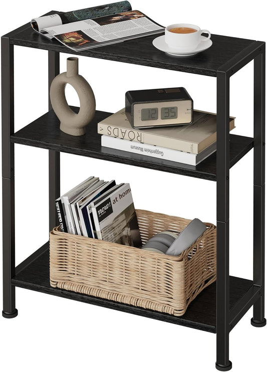 3-Tier Side Table, Small EndTable, Sofa SideTable for Narrow Spaces, Slim EndTable, NightstandTable, Skinny Bedside Table, for Living Room, Bedroom, Office, Black