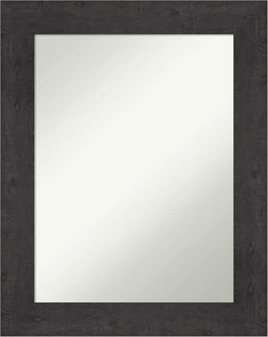 Amanti Art Brown Bathroom Mirror for Over Sink, 30x24 Rustic Plank Espresso Rectangle Vanity Mirror, Medium Country Rustic Frame, Hangs Horizonally and Vertically, Bathroom Wall Decor, Non-Beveled