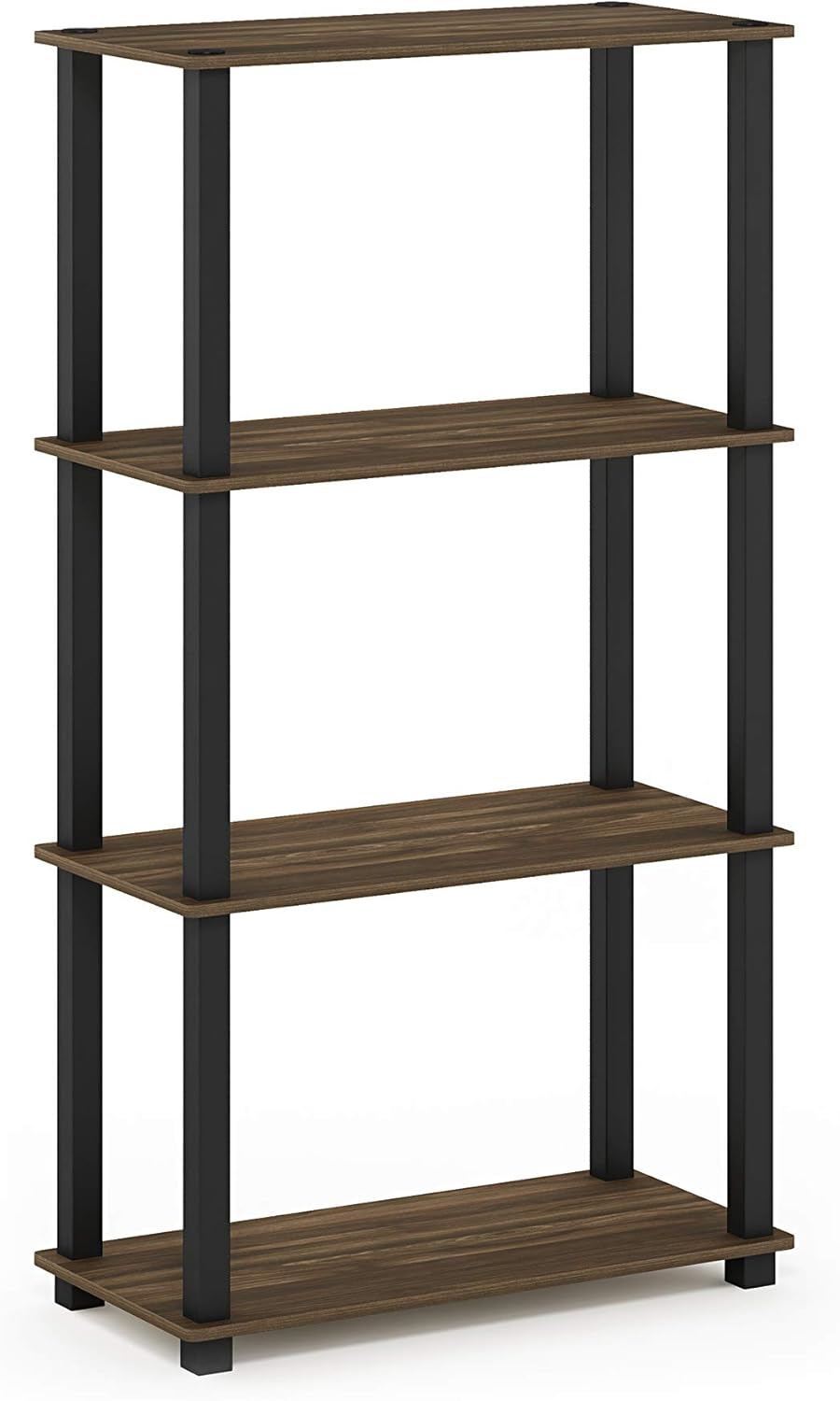 Furinno Turn-N-Tube 4-Tier Multipurpose Shelf Display Rack, Square Tube, Columbia Walnut/Black