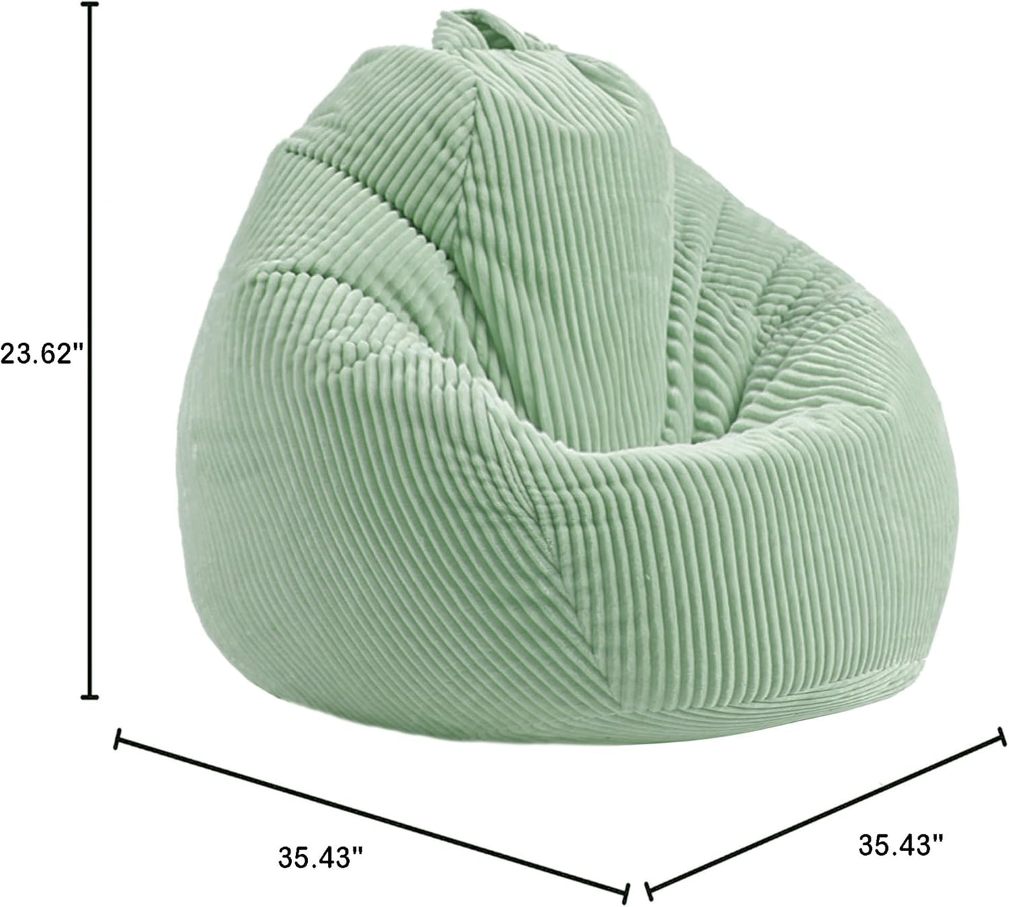 LPMOERA Bean Bag Chairs for Kids/Teen with Memory Foam Filling Bean Bag Sofa with Soft Corduroy Fabric BeanBag Chair for Living Room Bedroom College Dorm Reading Chair Greyish-Green