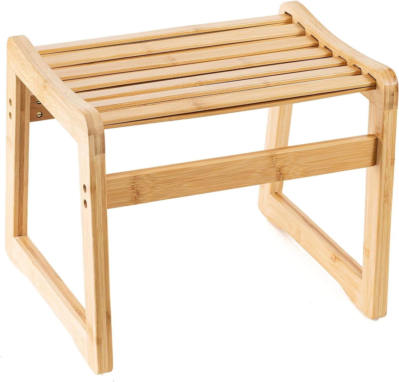 Bamboo Step Stool for Kids - Shoe Changing Foot Rest Stool for Living Room, Bedroom, Garden Leisure, Outdoor (Natural)