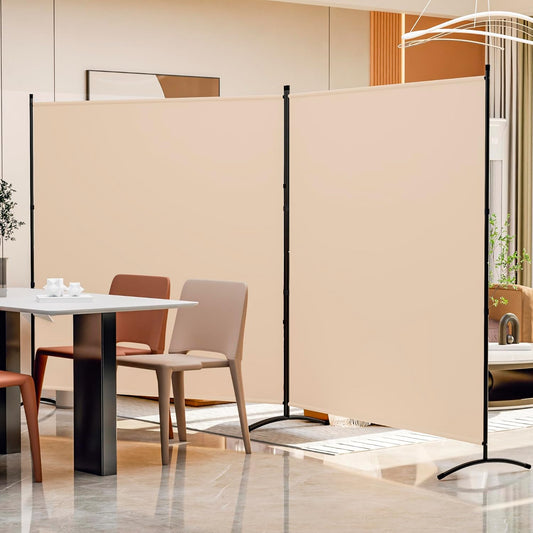 Room Divider 126''W x 71''H Large 2 Panel Privacy Screen for Room Partitions, Portable Room Divider Screen for Room Separtion, Freestanding Fabric Wall Divider for Office, School, Room Separator Beige