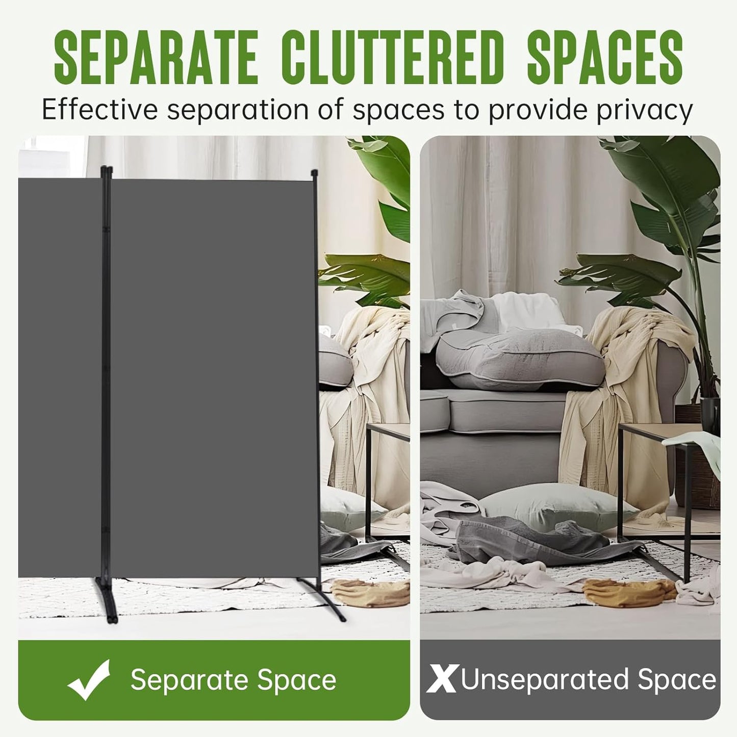 JVVMNJLK Indoor Room Divider, Portable Office Divider, Room Divider Wall Screen 3 Panel, Folding Partition Privacy Screen Walls Dividers for Room Separator 102" W x 71.3" H, Grey