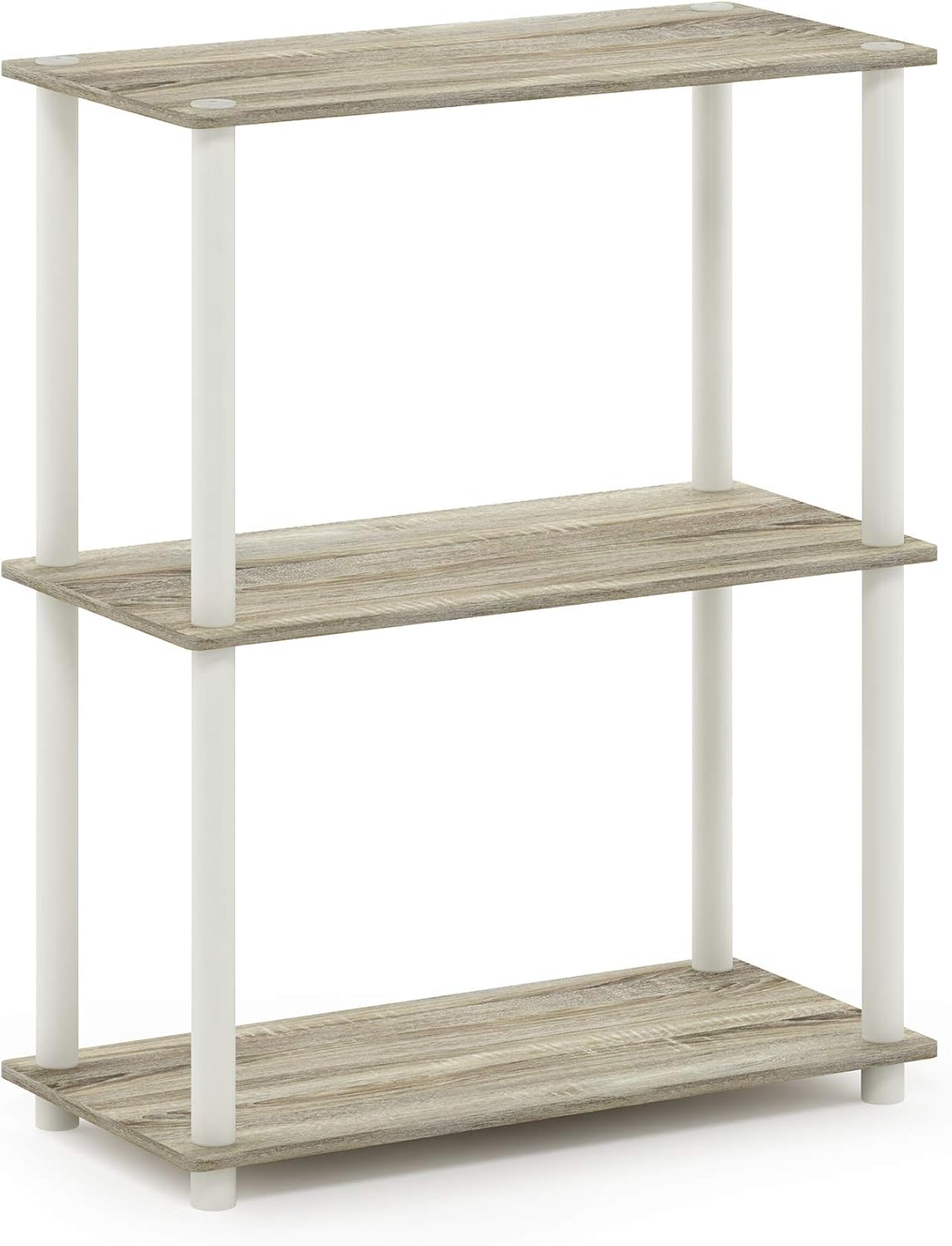 Furinno Turn-N-Tube 3-Tier Compact Multipurpose Shelf Display Rack, Sonoma Oak/White