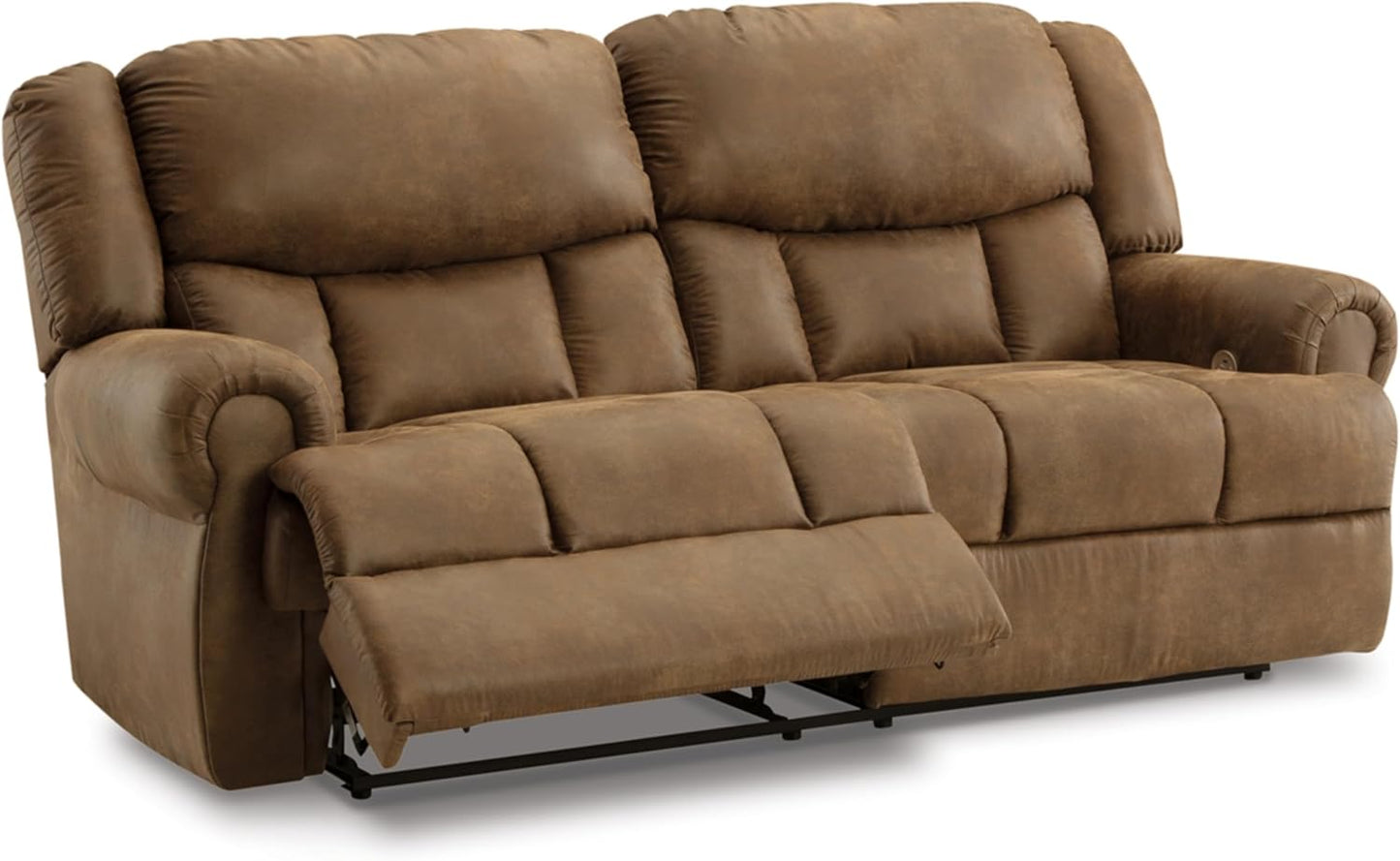 Signature Design by Ashley Boothbay Classic Faux Leather 2 Seat Power Reclining Sofa with USB Ports, Dark Brown