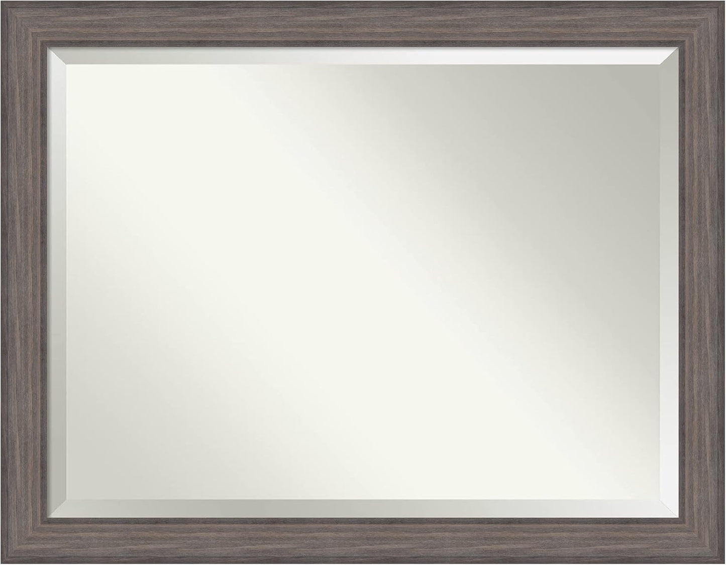 Amanti Art Grey Wall Mirror 35x45 Country Barnwood Rectangle Bathroom Mirror for Wall Decor Living Room, X-Large Rustic Farmhouse Wood Frame, Hangs Horizonally and Vertically, Bathroom Decor, Beveled