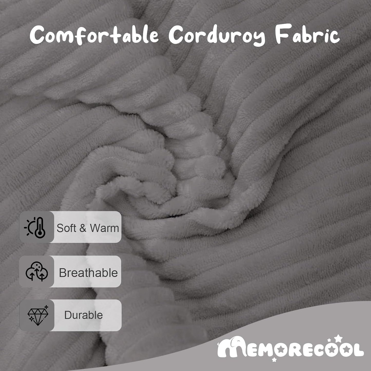 MeMoreCool Modular Kids Couch, Corduroy Play Toddler Couch for Bedroom Playroom Furniture, Convertible Foam Kids Sofa Bed, Fold Out Baby Sofa for Girl Boy, Light Grey