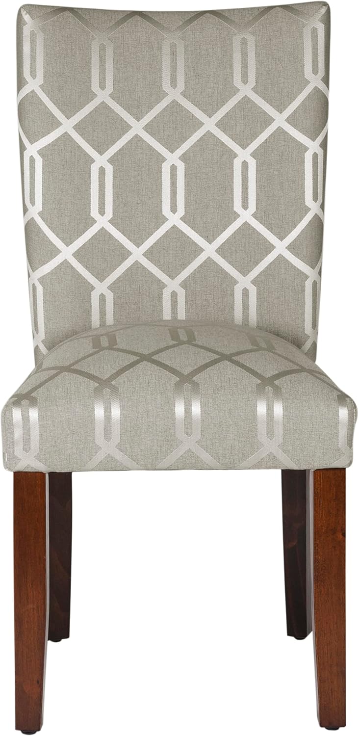 HomePop Classic Parsons Dining Chair - Pewter Gray Cream Lattice (Set of 2)