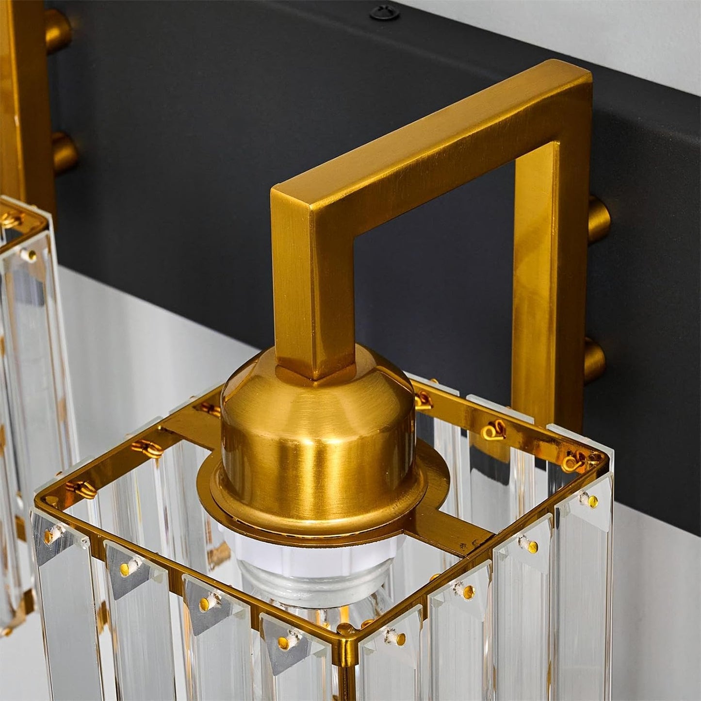 Modern Bathroom Vanity Light 6-Lights Black Gold Crystal Wall Lamp Bathroom Modern Crystal Vanity Lighting