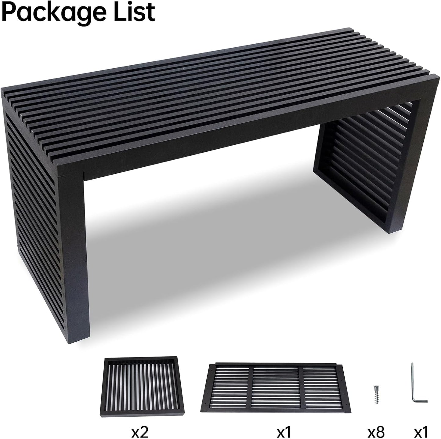 Bamboo Dining Bench, 35 inch Entryway Bench, Indoor Kitchen Table Bench for Entryway Dining Room Living Room Bedroom End of Bed-Black