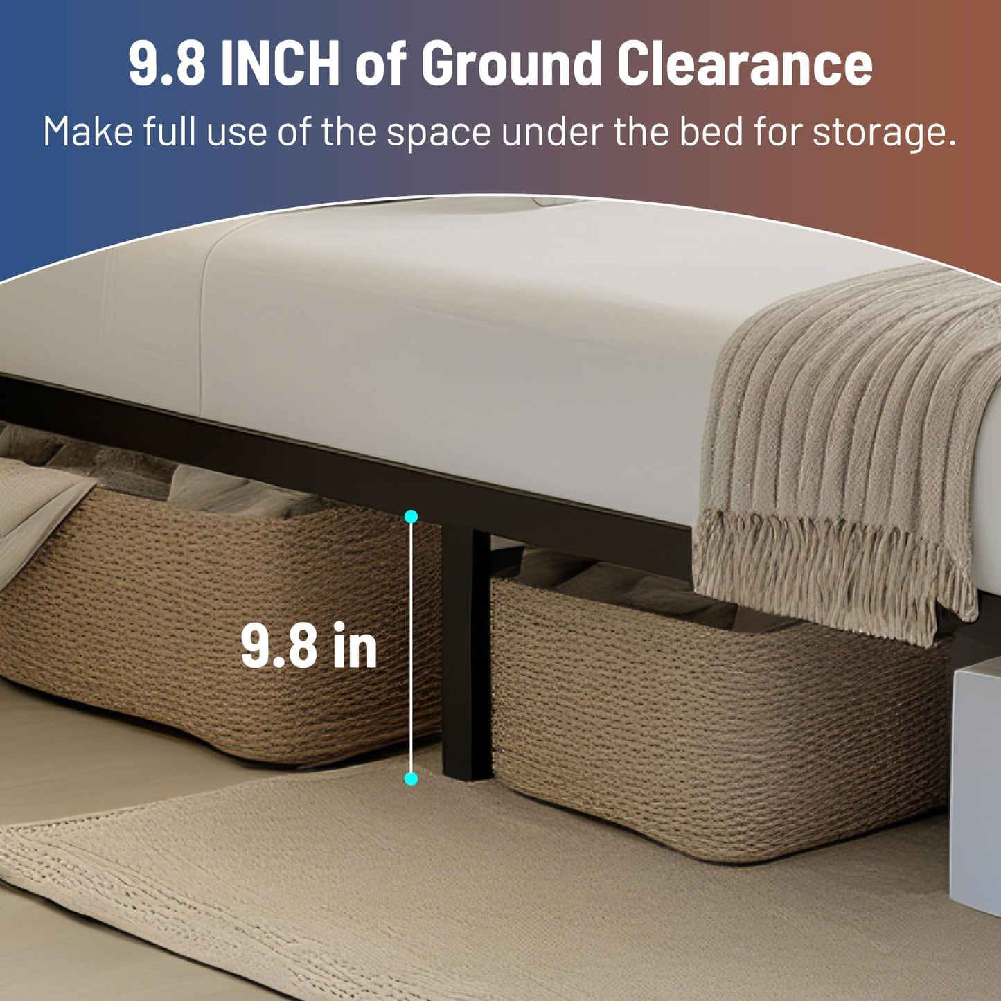 Twin Bed Frame with Headboard,Classic Metal Platform Bed Frame-LED Bed Frame with USB Charging Station,Mattress Foundatione-Under Bed Storage,No Box Spring Needed,Noise Free