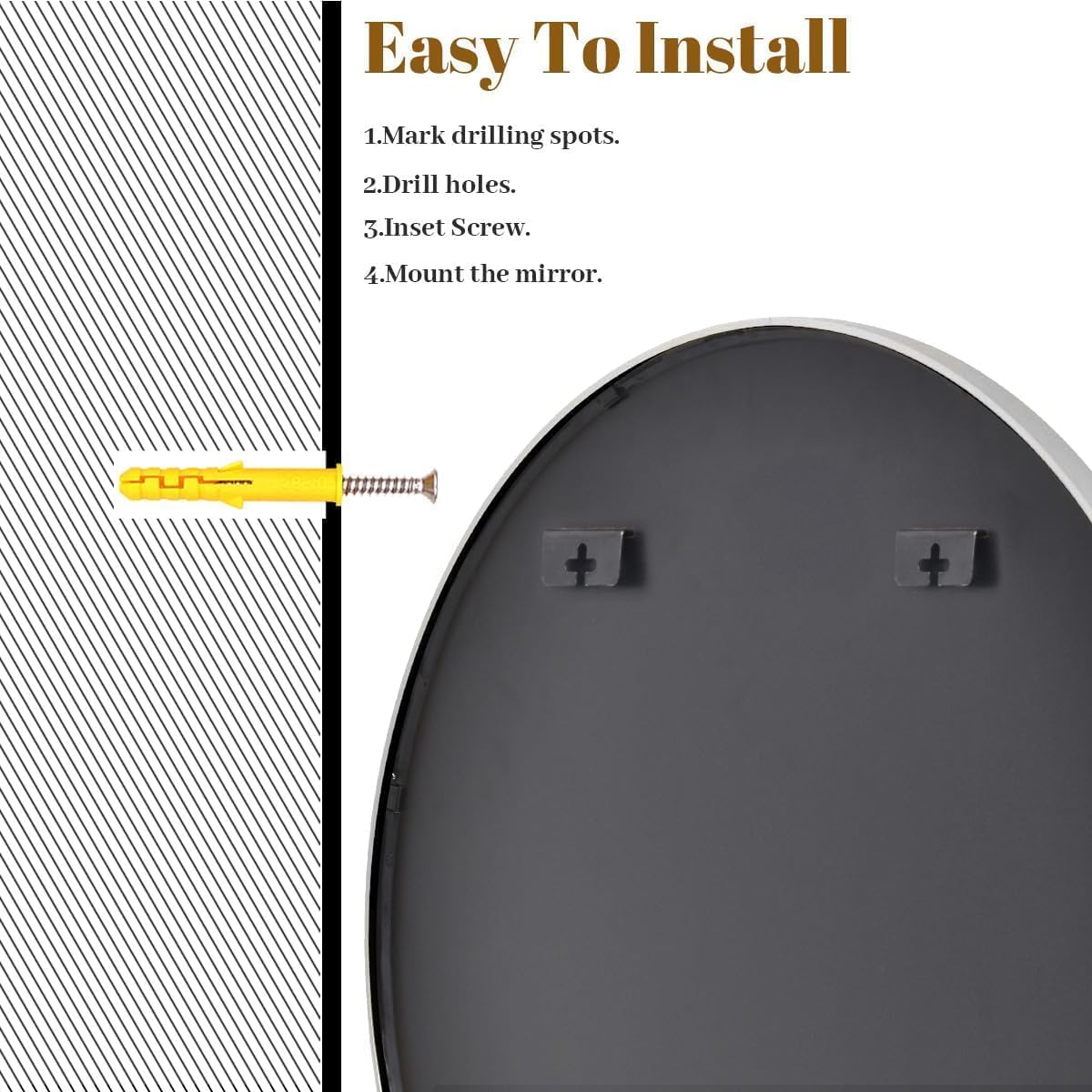 Black Round Bathroom Mirror, 42 inch Large Circle Wall Mounted Hanging Mirror with Simple Modern Circular Metal Frame for Hallway, Entryway, Living Room, Silver Frame