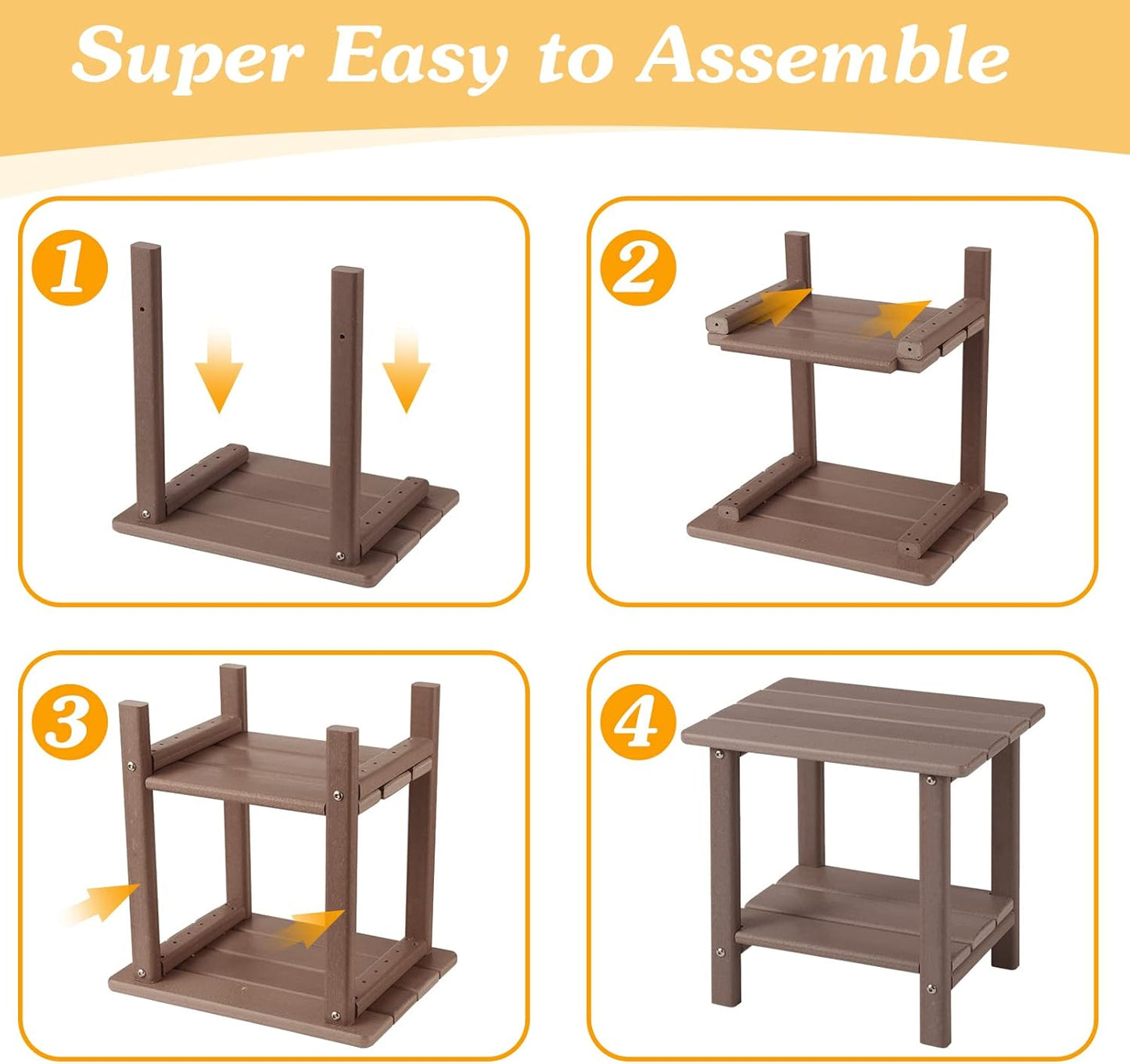 Adirondack Outdoor Side Table, 2-Tier Sturdy Patio End Table Weather Resistant, 16.5" Solid Side Table for Patio, Pool, Porch