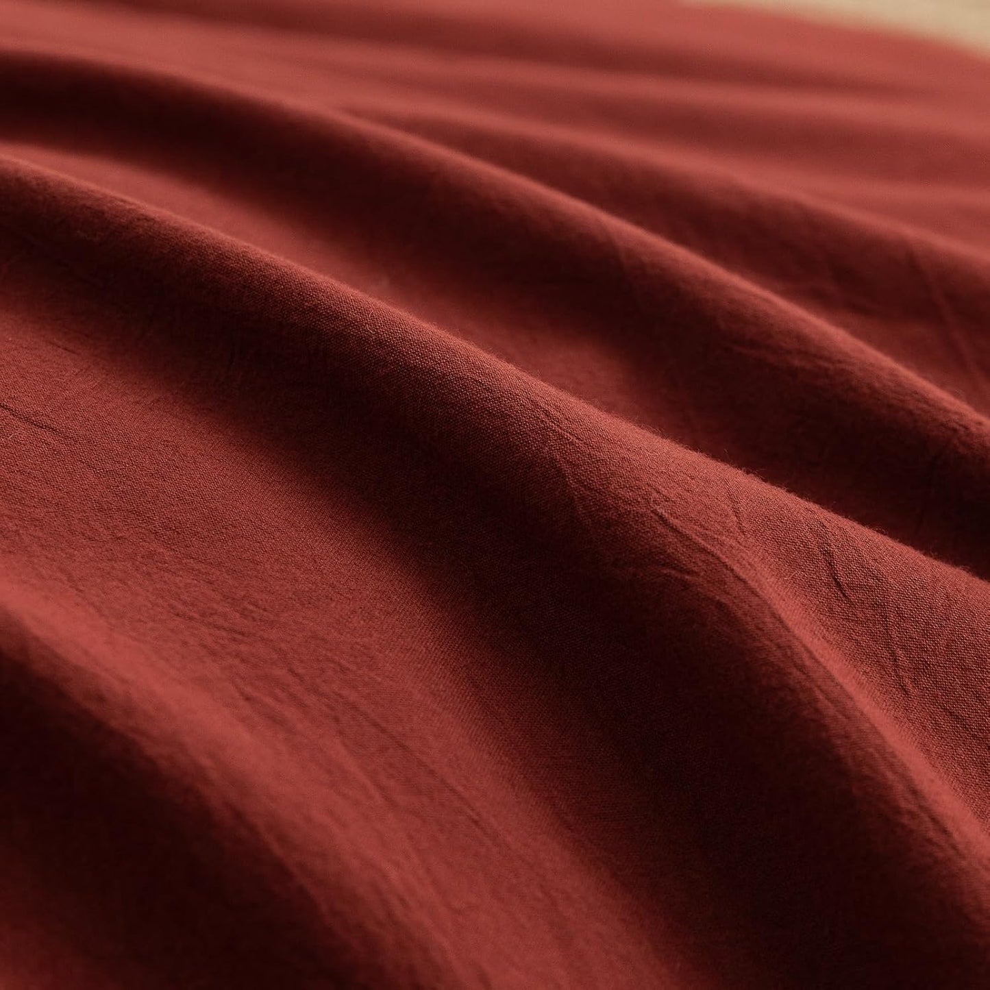 BESTOUCH Duvet Cover Set 100% Washed Cotton Linen Feel Super Soft Comfortable Chic Lightweight 3 PCs Home Bedding Set Solid Fired Brick Red Super King Plus