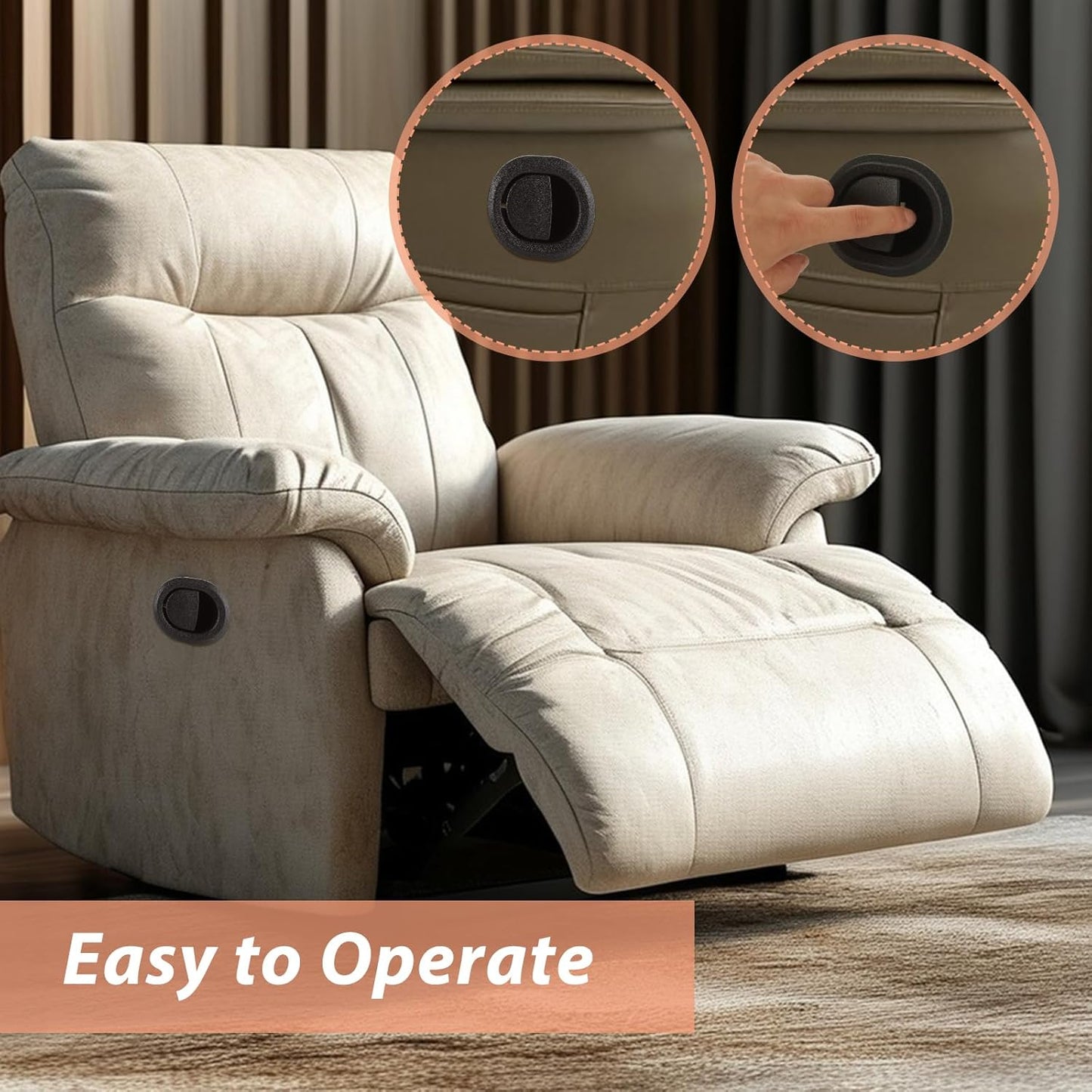 4 Pack Recliner Pull Handle Replacement, 3.5x3 Inch Recliner Replacement Parts with Cable, Fits Ashley Lazy Boy and Most Recliner Brands Couch Sofa Chair Furniture