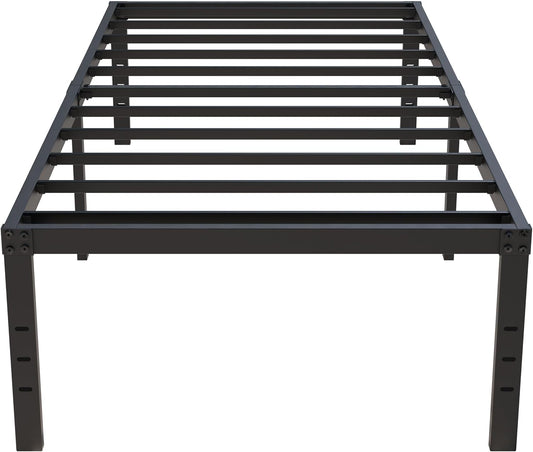 18 Inch Twin XL Bed Frames, Metal Platform Twin XL Bed Frame with High Storage, Eassy Assembly 2,500 Lbs Heavy Duty Bedframes, Black