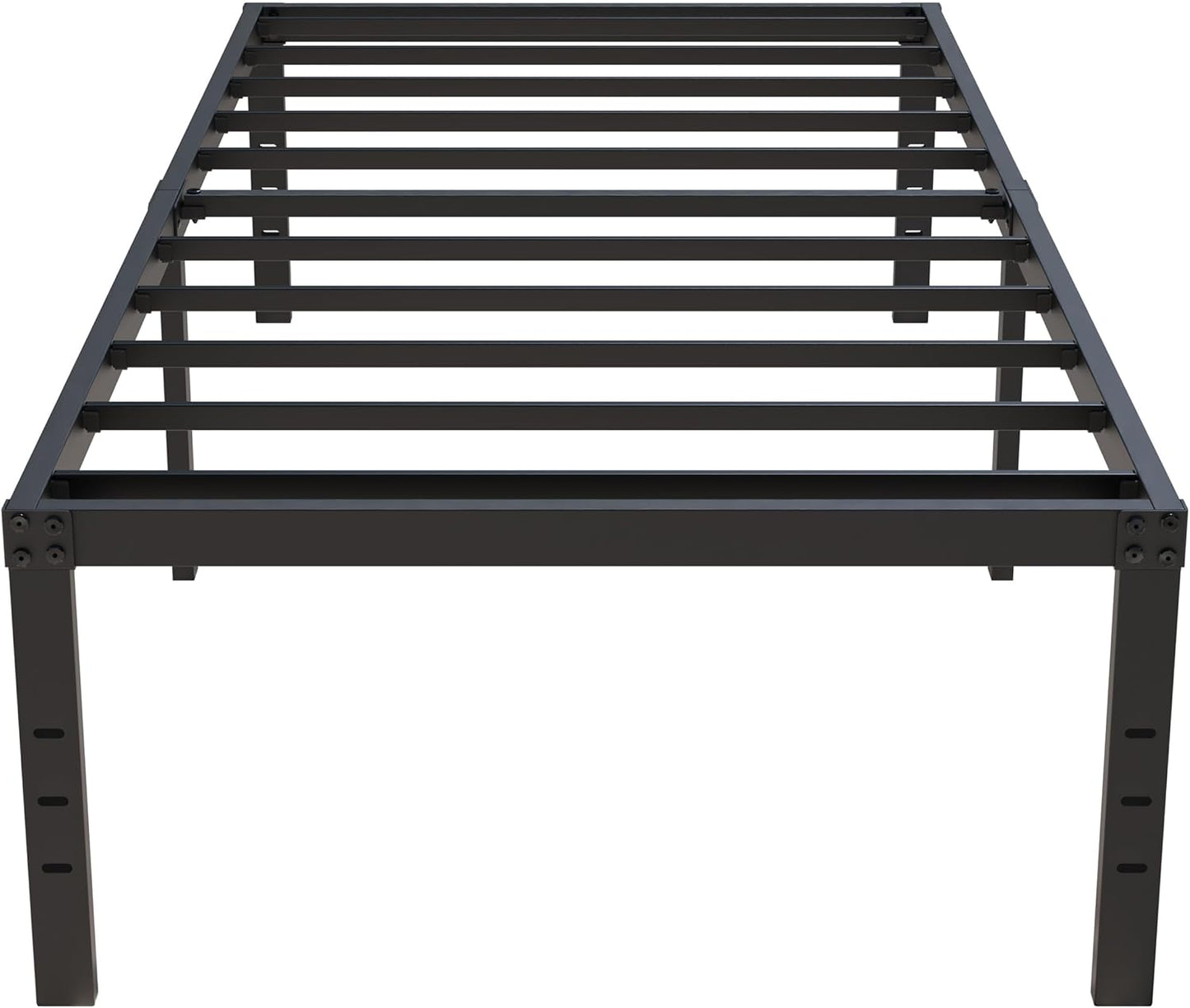 18 Inch Twin Bed Frames No Box Spring Need, Metal Platform Bed Frame Twin Size with High Storage, Eassy Assembly 2,500 Lbs Heavy Duty Bedframes, Black