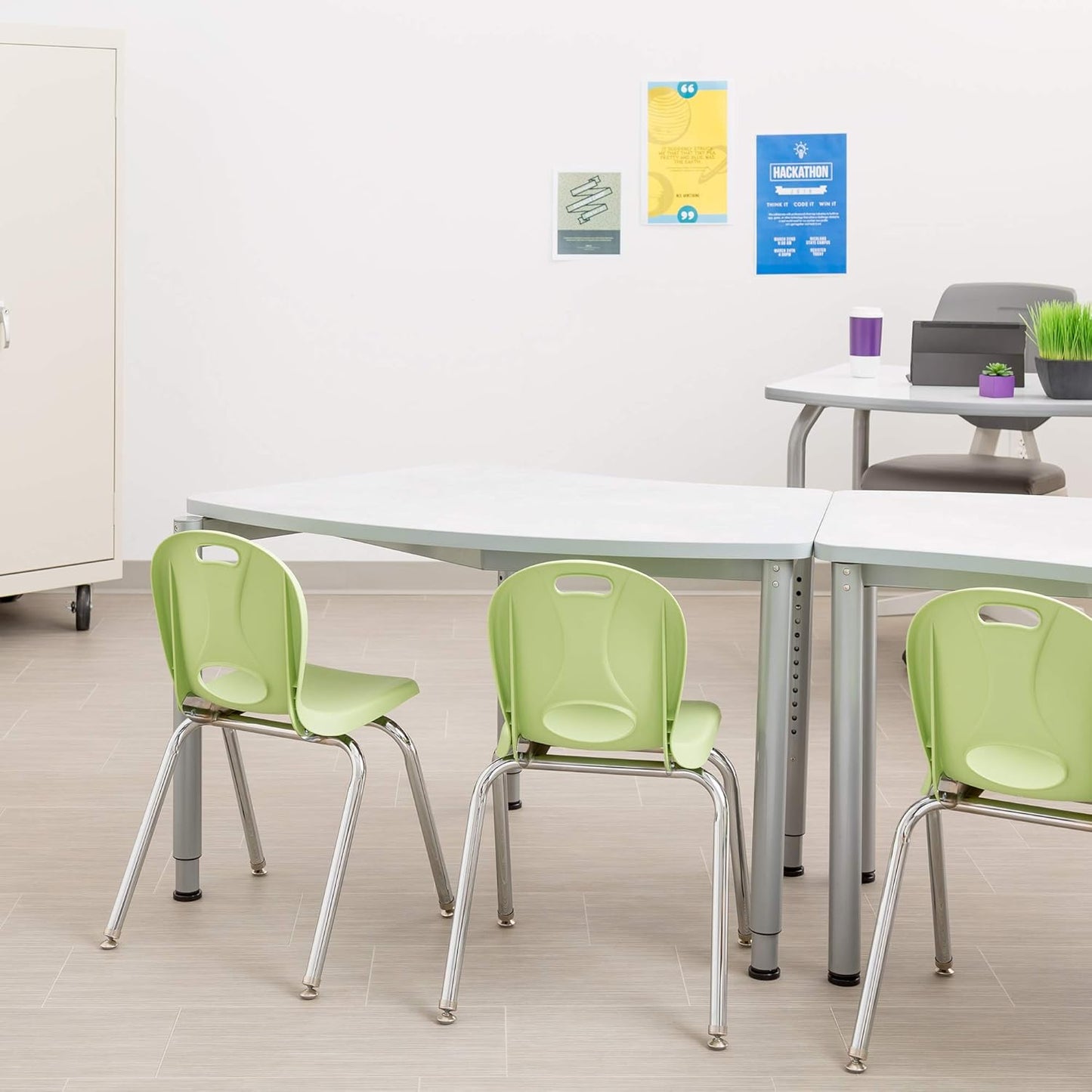 Learniture LNT-116-CSW-GA Learniture Structure Series School Chairs for Classroom, 16" Seat Height, Green Apple, Pack of 4