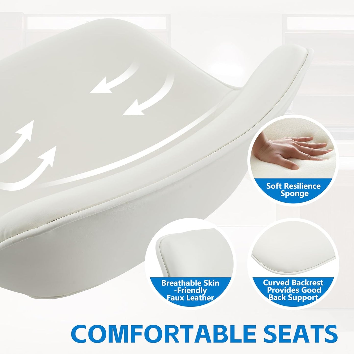 YOUNIKE Bar Stools Set of 2, Adjustable Counter Height Barstools Faux Leather Upholstered Counter Stools with Hollow Back for Kitchen Island, Warm White