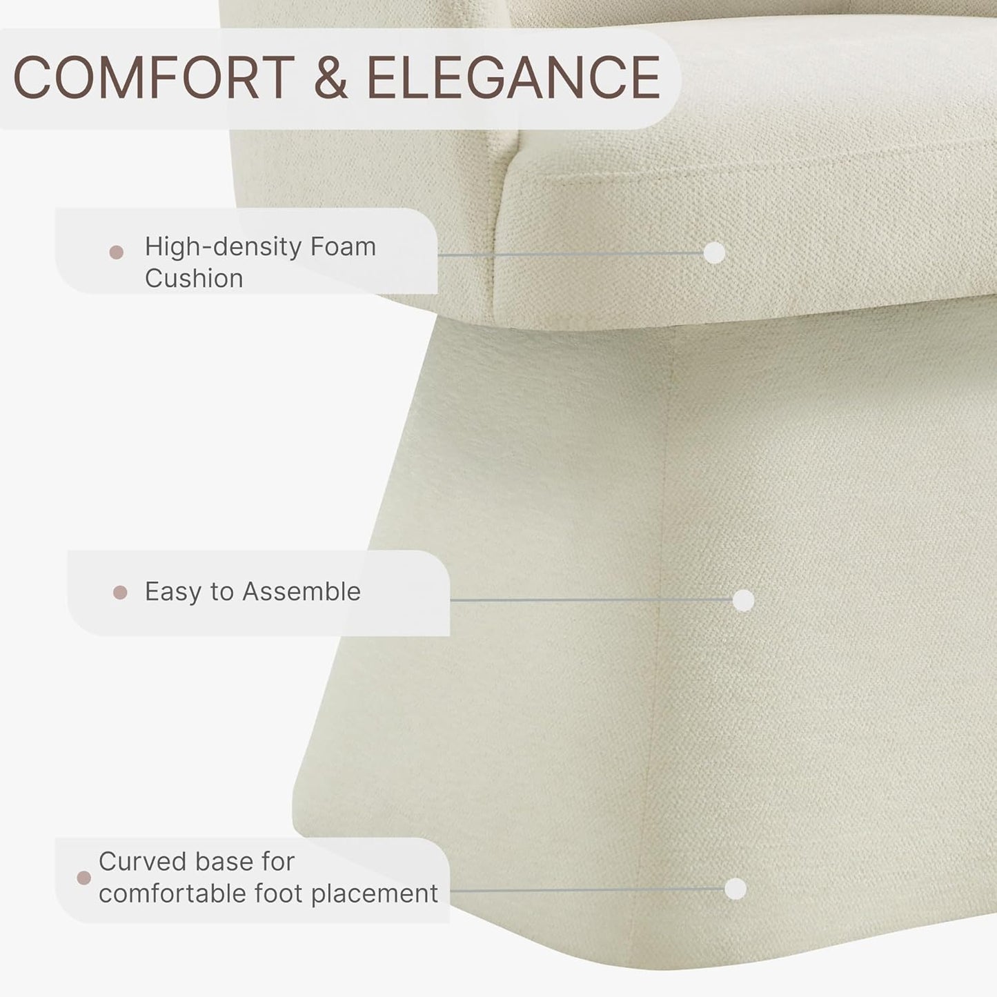 Swivel Dining Chairs Set of 4, Mid Century Modern Chairs Fabric Upholstered Armchair with Armrest & Ergonomic Backrest for Dining Room, Kitchen, Bedroom, Living Room, Beige, 4 Boxs