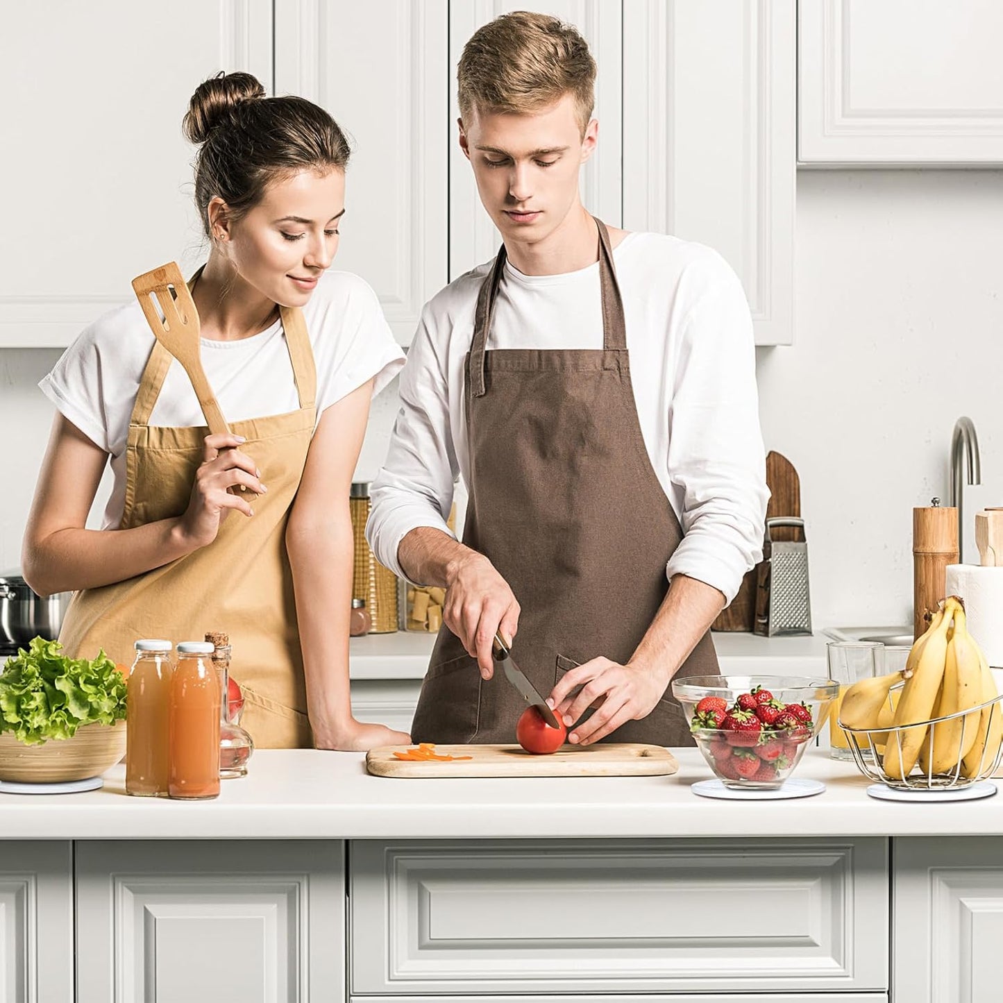 6-Pcs 4'' Ceramic Marble Style Trivet with Holder, Absorbent Trivets for Hot Dishes, Cork Bottom Anti-Slip Trivet Mats for Hot Pots and Pans