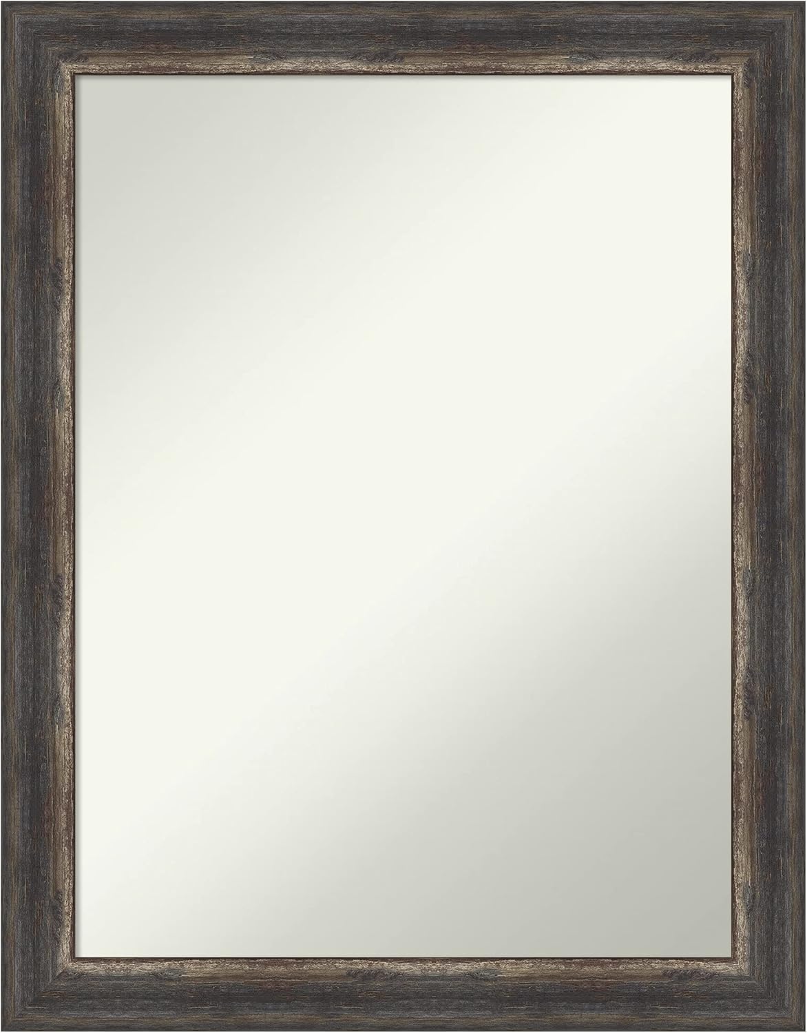 Amanti Art Brown Bathroom Mirror for Over Sink, 29x23 Bark Rustic Char Rectangle Vanity Mirror, Medium Country Rustic Frame, Hangs Horizonally and Vertically, Bathroom Wall Decor, Non-Beveled Edge