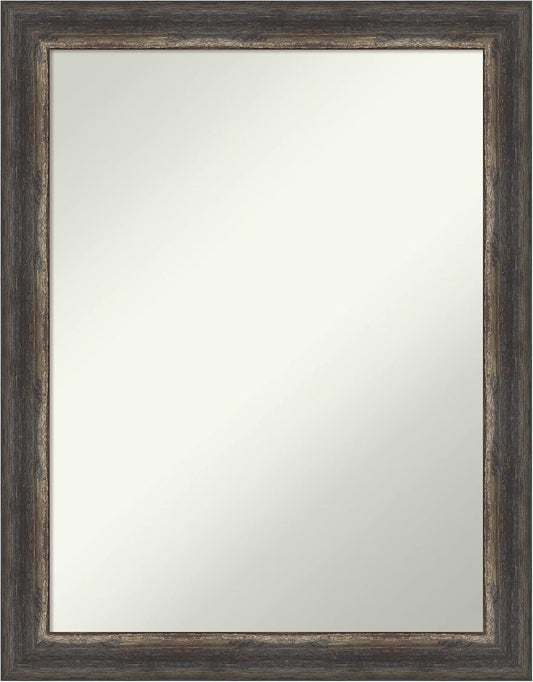 Amanti Art Brown Bathroom Mirror for Over Sink, 29x23 Bark Rustic Char Rectangle Vanity Mirror, Medium Country Rustic Frame, Hangs Horizonally and Vertically, Bathroom Wall Decor, Non-Beveled Edge