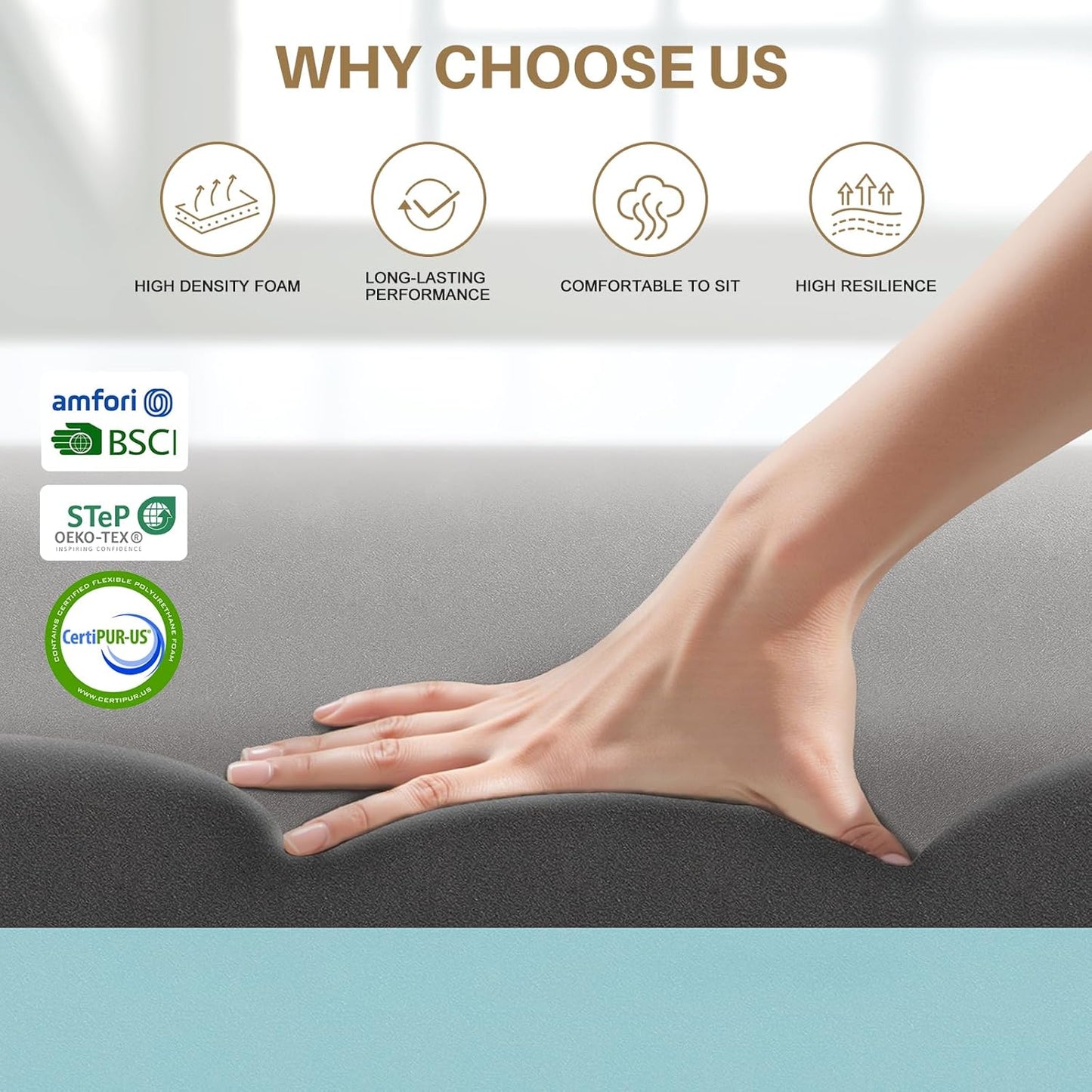 Couch Cushion Support for Sagging Cushions 20''x20'', Two in One Sofa Cushion Support to Repair Sagging Seats, Lift Saggy Seats, Extend Couch's Life, Blue & Grey 1PC