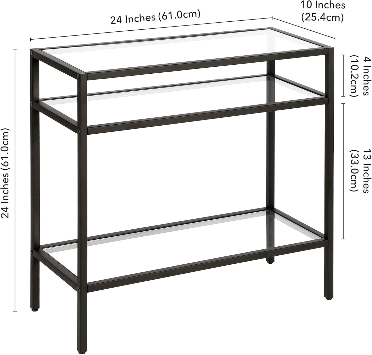 Henn&Hart Sivil Side Table, 24" Wide, Black