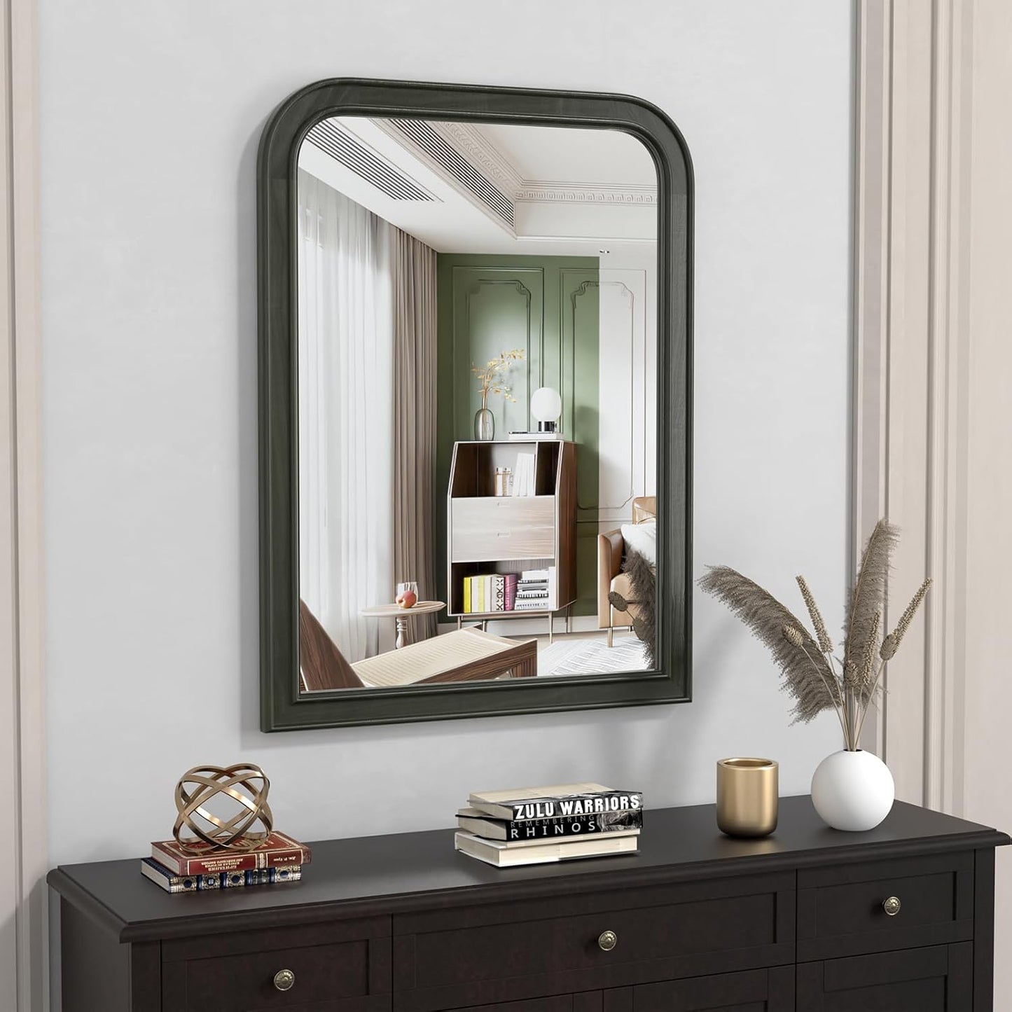 WallBeyond Wood Mirror for Wall Decor 18x24 Inch Small Bathroom Vanity Rectangle Mirror for Hallway Bedroom Living Room(Horizontal/Vertical Black)