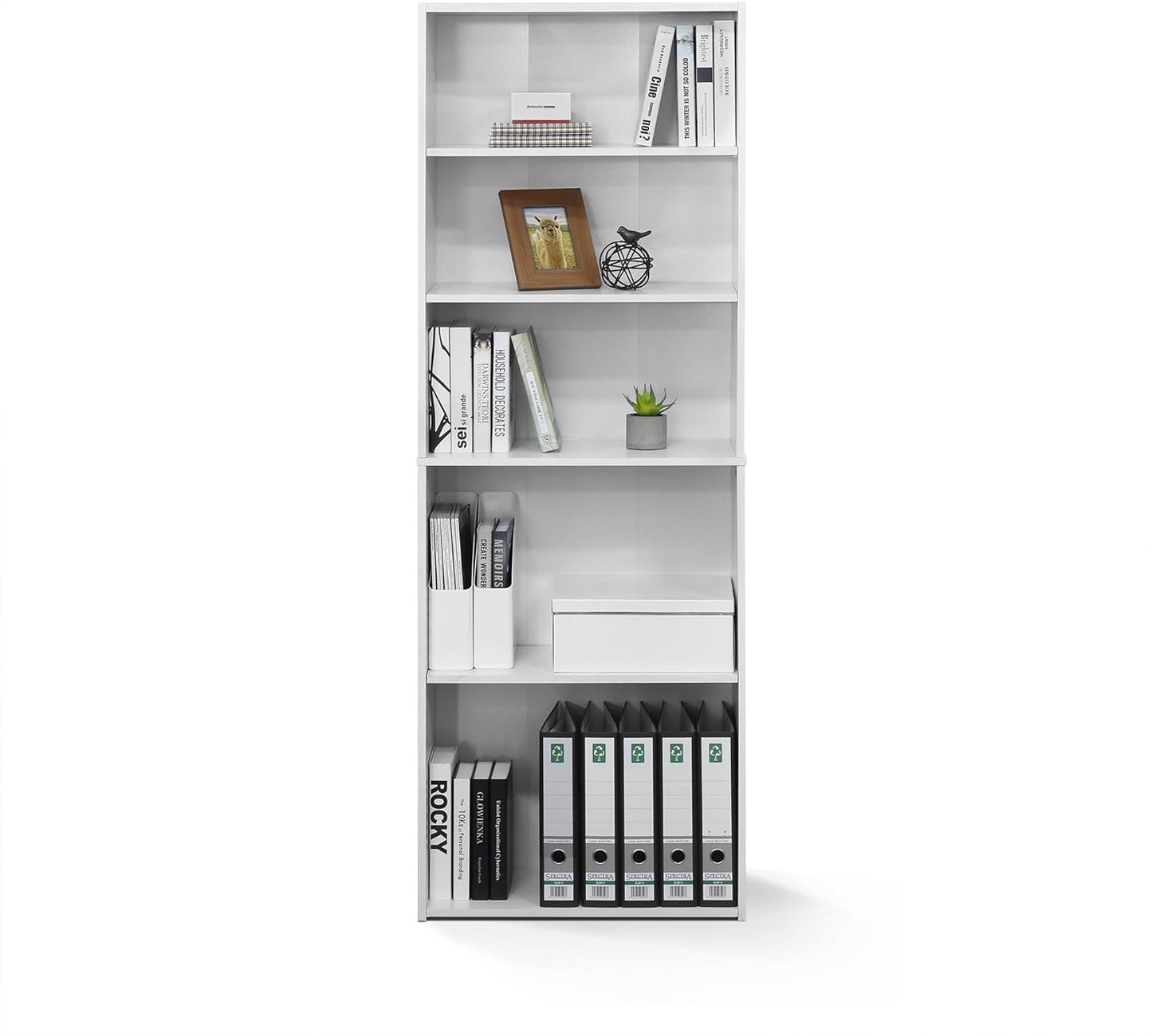 FURINNO Wright 5-Shelf Bookcase, Soft White