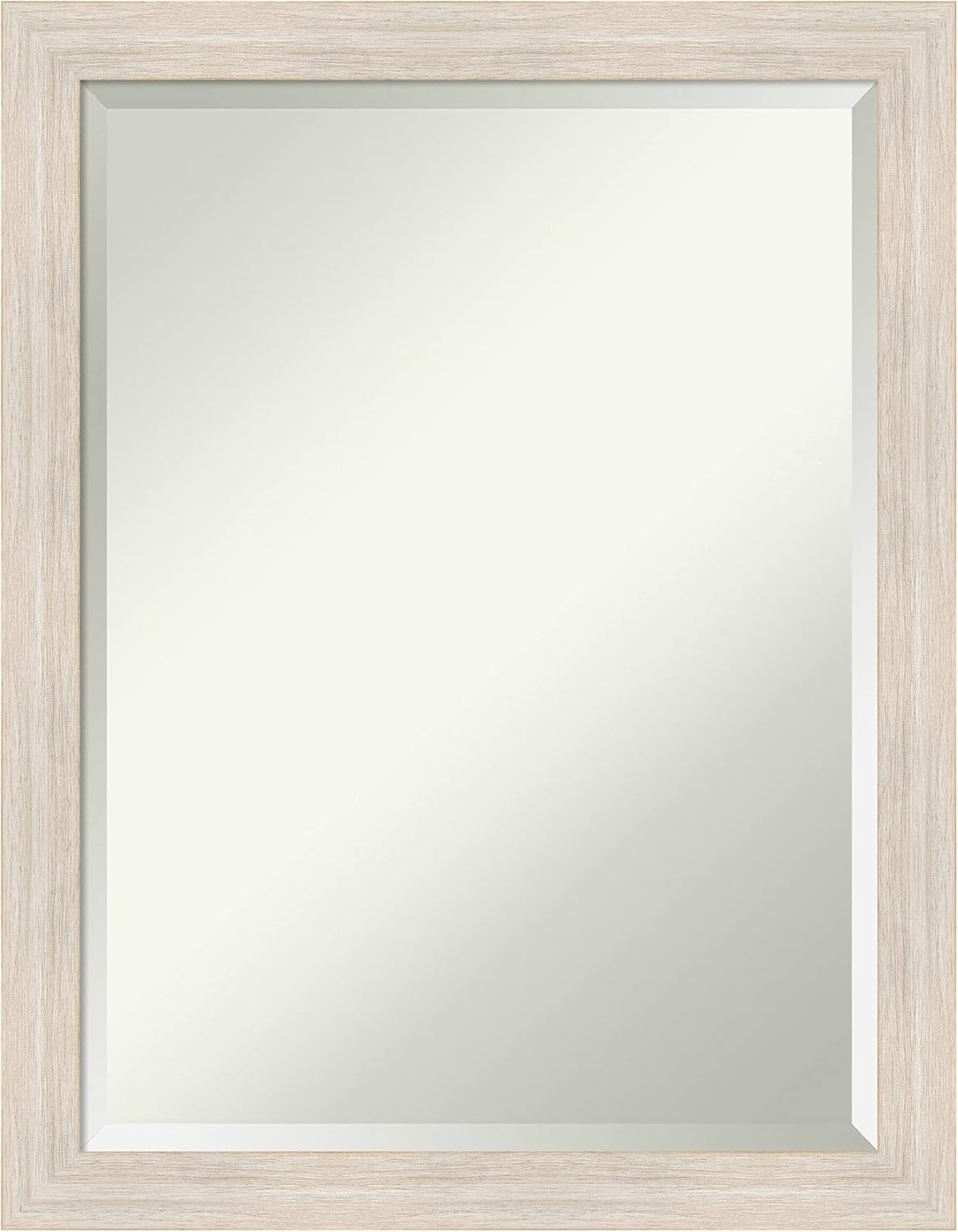 Amanti Art White Bathroom Mirror for Over Sink, 27x21 Hardwood White Wash Narrow Rectangle Vanity Mirror, Medium Rustic Farmhouse Wood Frame, Hangs Horizonally and Vertically, Bathroom Wall Decor