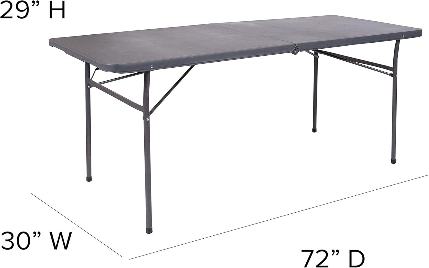 Flash Furniture 6' Rectangular Plastic Folding Event Table with Carrying Handle, Bi-Fold Portable Banquet Table for Indoor/Outdoor Events, Dark Gray