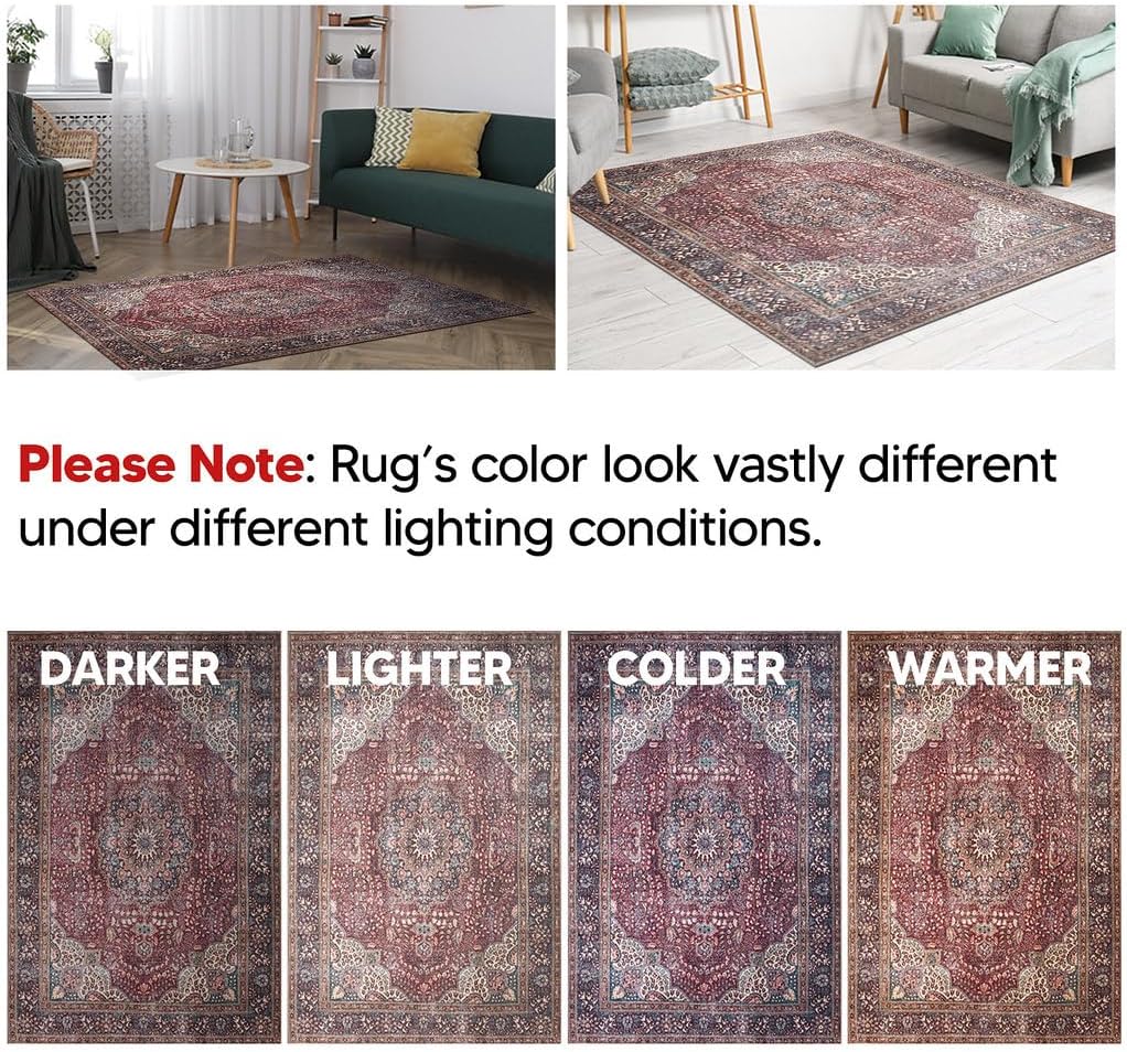 Keen Home Design 2x12 Rug - Machine Washable Runner Rug with Non-Slip Backing, Ideal for Hallway, Entryway, Kitchen, Laundry Room - Vintage, Easy Clean, Durable, Low Pile - (2'6" x 12')