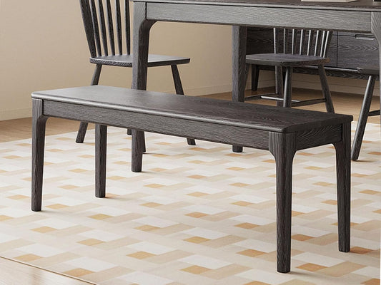 Dining Bench, Wood Bench Solid Oak Wooden Bench Indoor Dining Room Table Home Bedroom Bed End Restaurant Modern Hallway Furniture (Black, 31.5" W x 13.8" D x 17.7" H)