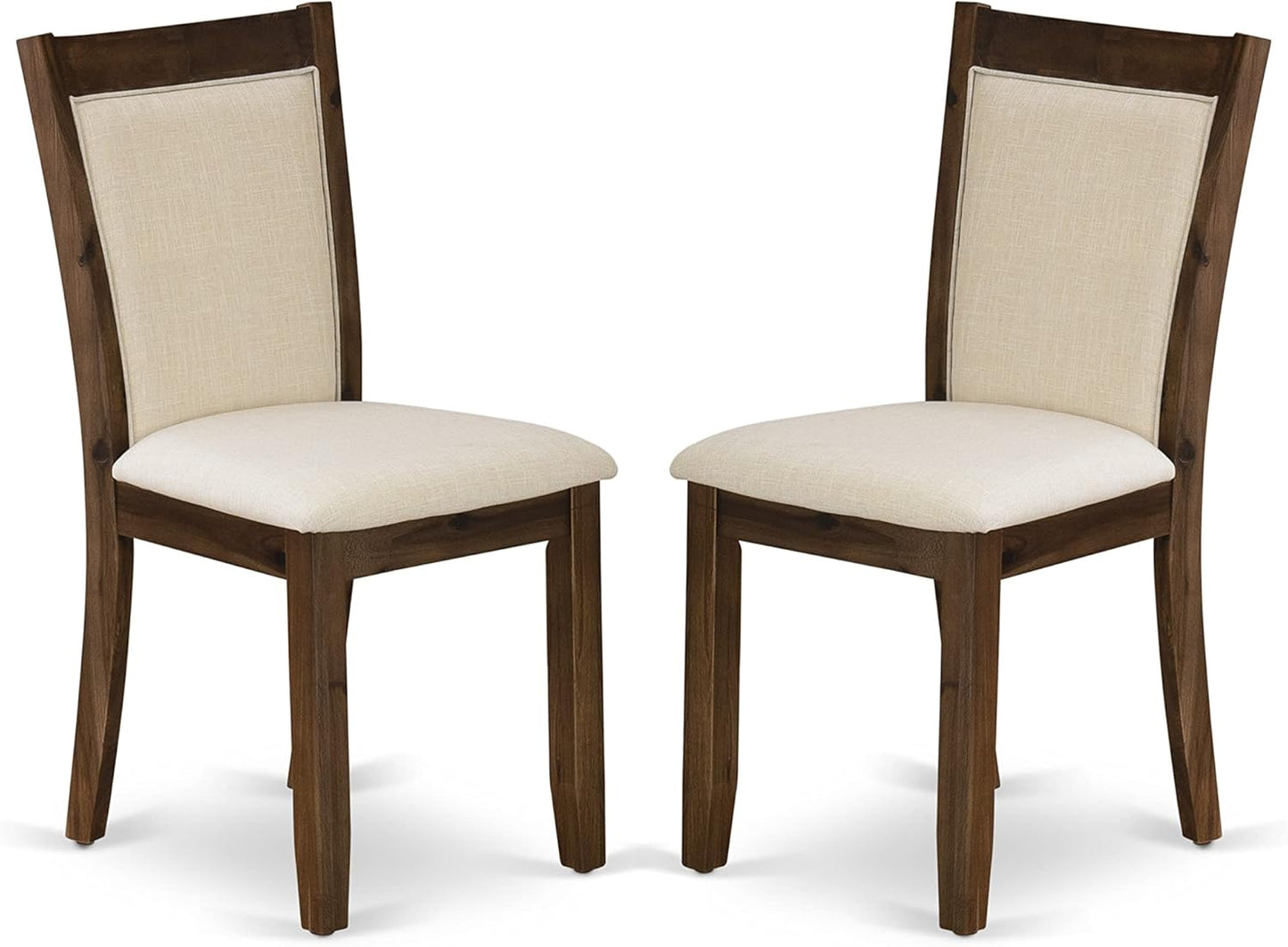 East West Furniture X797MZN32-9 9 Piece Dining Table Set Includes a Rectangle Dining Room Table with X-Legs and 8 Light Beige Linen Fabric Parsons Chairs, 40x72 Inch, Multi-Color