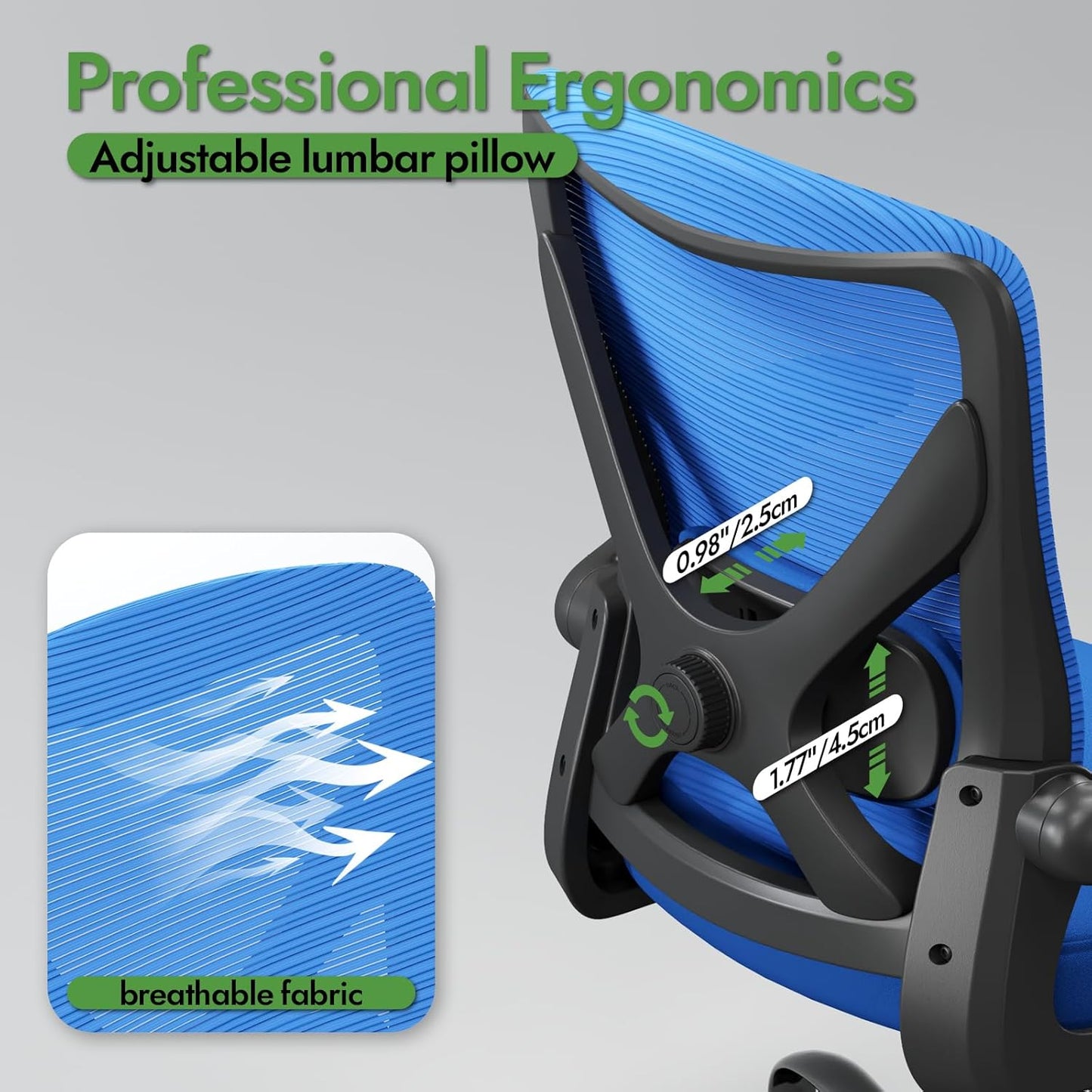 Ergonomic Office Chair - X-Shaped Computer Desk Chair Comfy, Gaming Chair, Office Chair with Lumbar Support, Mesh Office Chairs, Desk Chair for Long Hours(Black Blue)