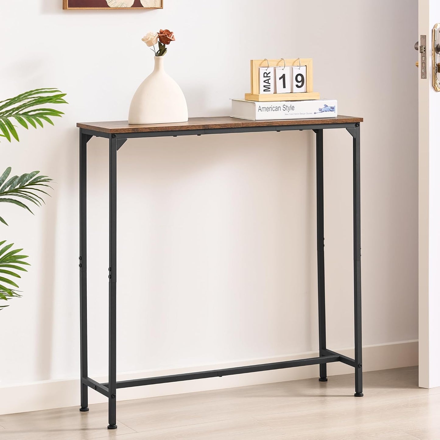Console Table, Narrow Entryway Table, Thin Sofa Table, Behind Couch Table,for Hallway, Bedroom, Living Room, Foyer, 9.4 x 31.5 x 31.5 Inches, Rustic Brown