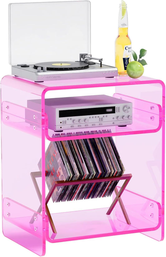 Clear Acrylic 3-Tier End Table/Nightstand – Sleek Bedside Storage with Durable Design, Perfect for Bedrooms, Living Rooms, or Modern Interiors – Ideal as a Bedside Table or Sofa Side Piece