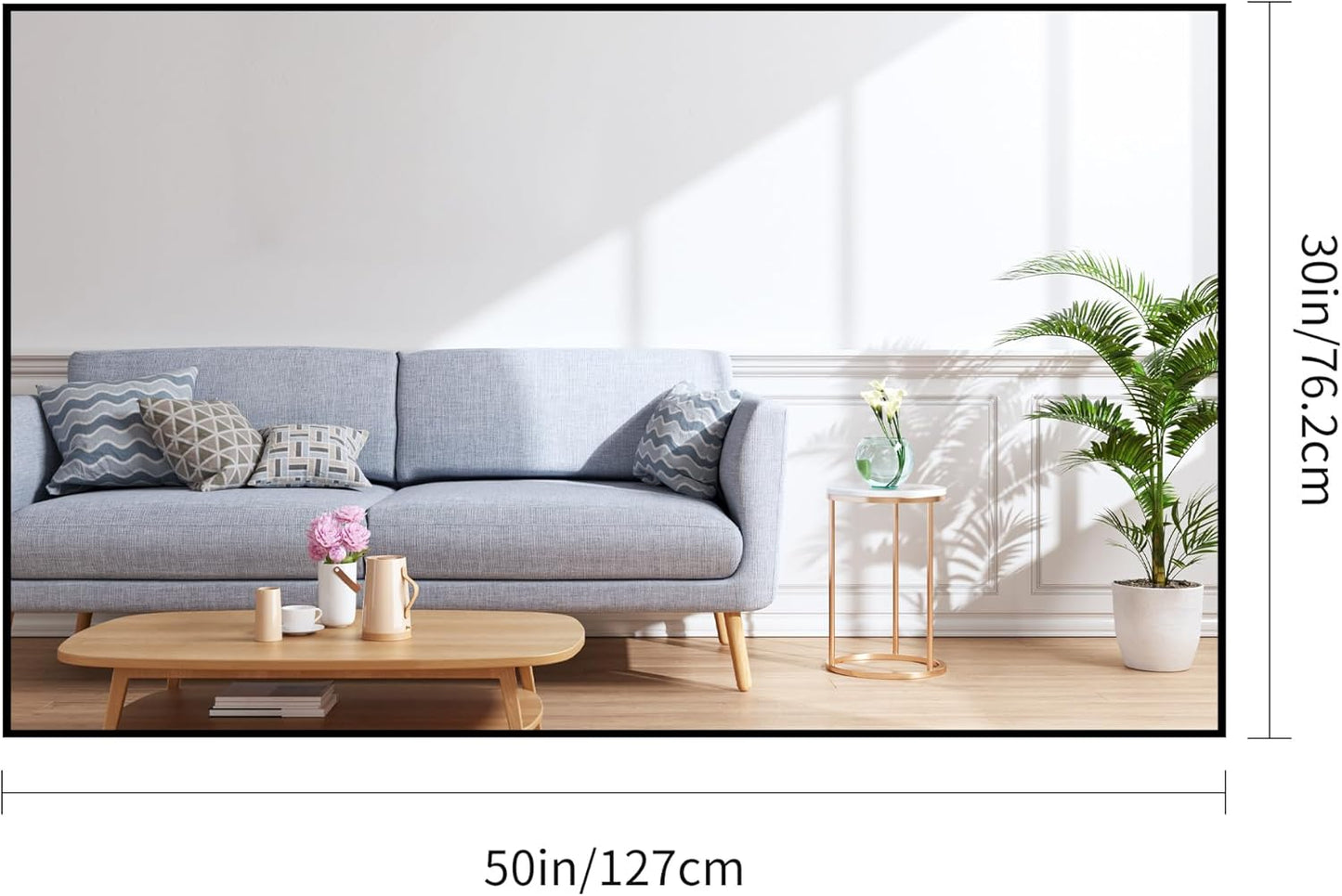 Black Bathroom Mirror for Wall, 30x50 Inch Rectangle Mirrors with Metal Frame, Modern Vanity Wall Mirror Decor for Bathroom Living Room, Entryway Hangs Horizontal or Vertical