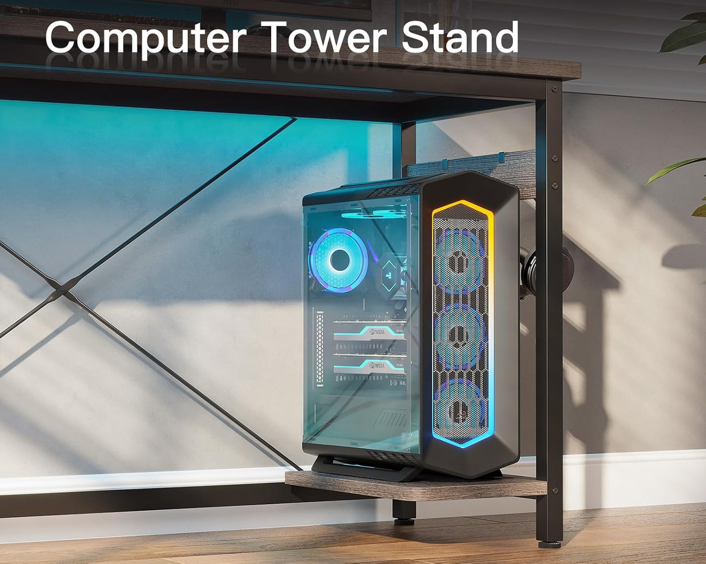 Coleshome 66" L Shaped Gaming Desk, Corner Computer Desk, Sturdy Home Office Computer Table, Writing Desk, Larger Gaming Desk Workstation, Grey Oak