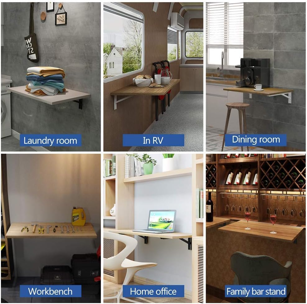 Need Wall Mounted Desk - Heavy Duty Folding Work Table Length 36" Width 20"/Small Space Hanging Desk Perfect Addition to Home/Office/Kitchen & Dining Room AC15CB(9050)