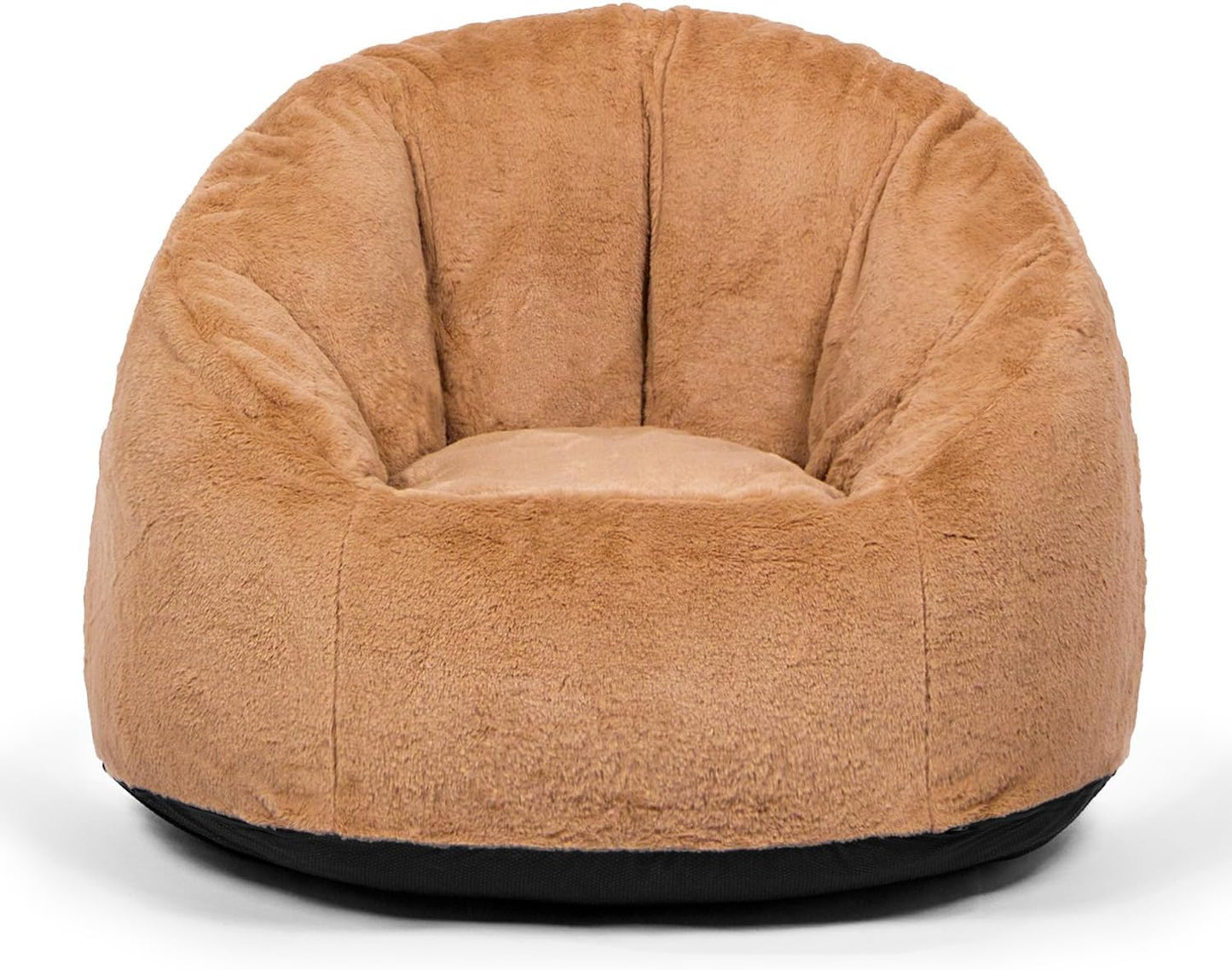 N&V Medium Shell Bean Bag Chair, Adult Size Bean Bag Sack, Foam Filling, Includes Removable and Machine Washable Cover, 37in, Soft Faux Fur (Brown, Medium)